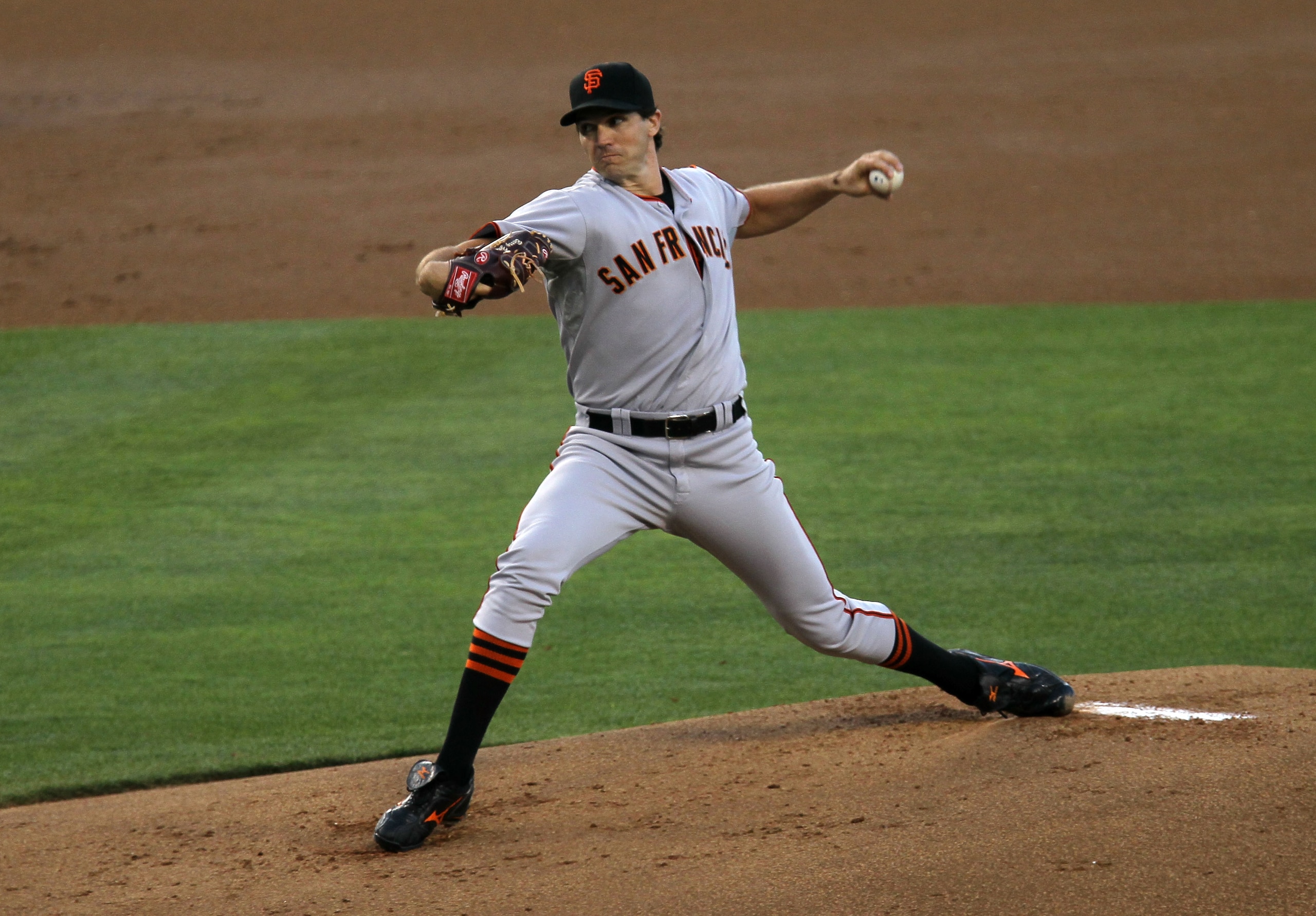 LOS ANGELES, CA - JULY 21:  Barry Zito #75 of the San Francisco Giants throws a pitch against the Los Angeles Dodgers on July 21, 2010 at Dodger Stadium in Los Angeles, California. The Dodgers won 2-0.  (Photo by Stephen Dunn/Getty Images)