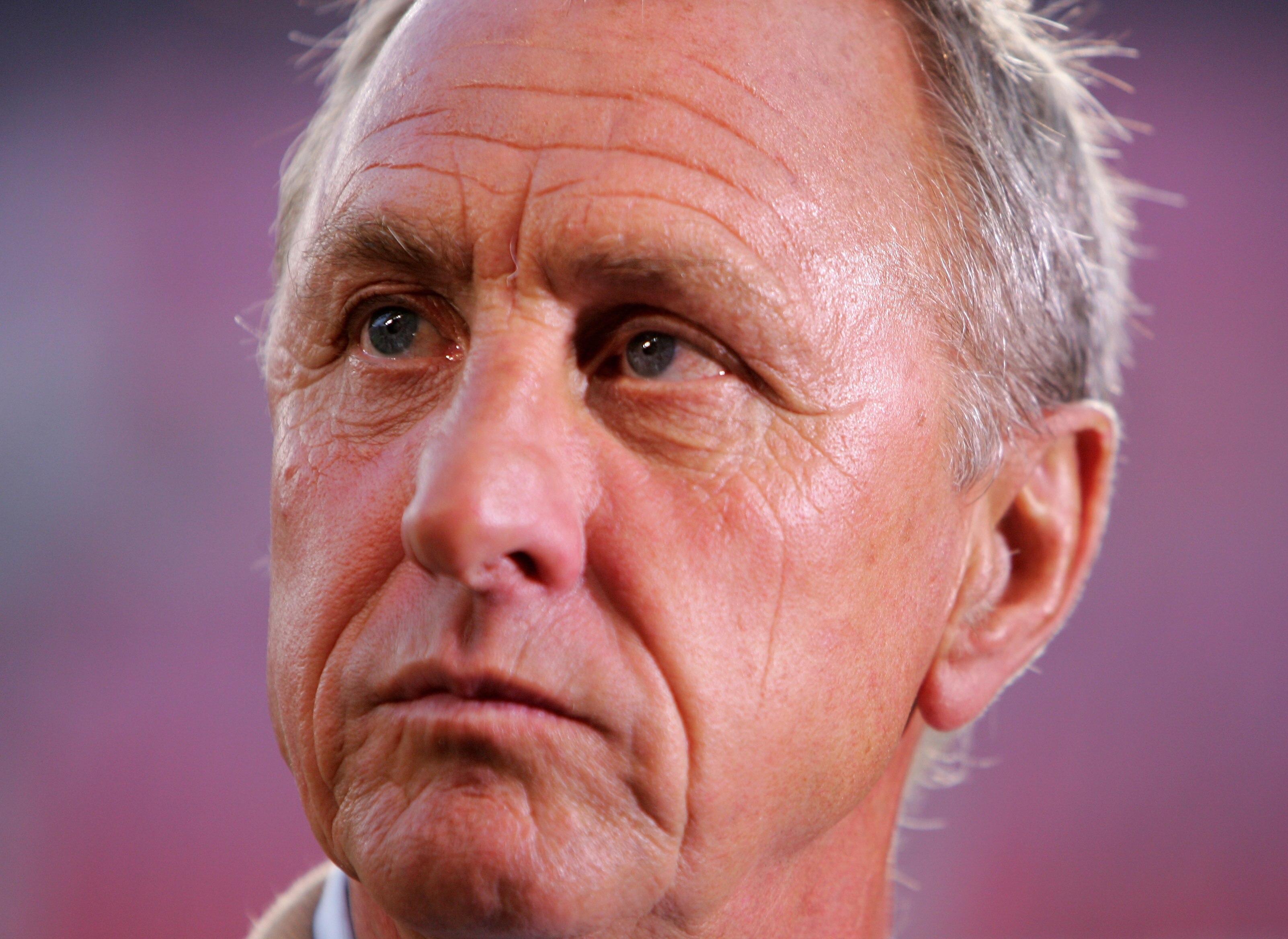BARCELONA, SPAIN - APRIL 05:  Dutch football legend Johann Cruyff before UEFA Champions League Quarter Final second leg match between Barcelona and SL Benfica at the Camp Nou on April 5, 2006 in Barcelona, Spain.  (Photo by Stuart Franklin/Getty Images)