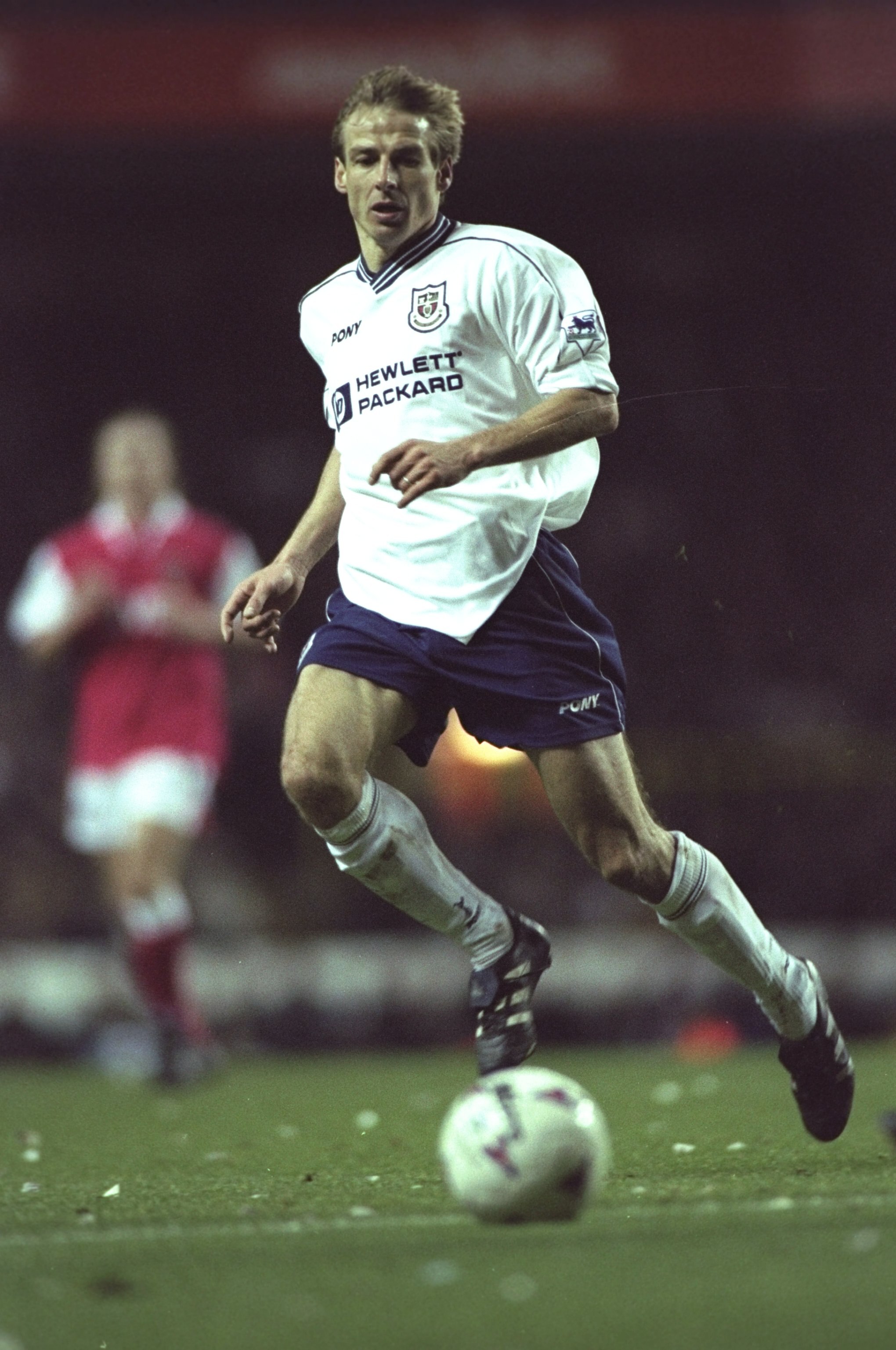 28 Dec 1997:  Jurgen Klinsmann of Tottenham Hotspur in action during the FA Carling Premiership match against Arsenal at White Hart Lane in London. The match was drawn 1-1. \ Mandatory Credit: Shaun Botterill /Allsport