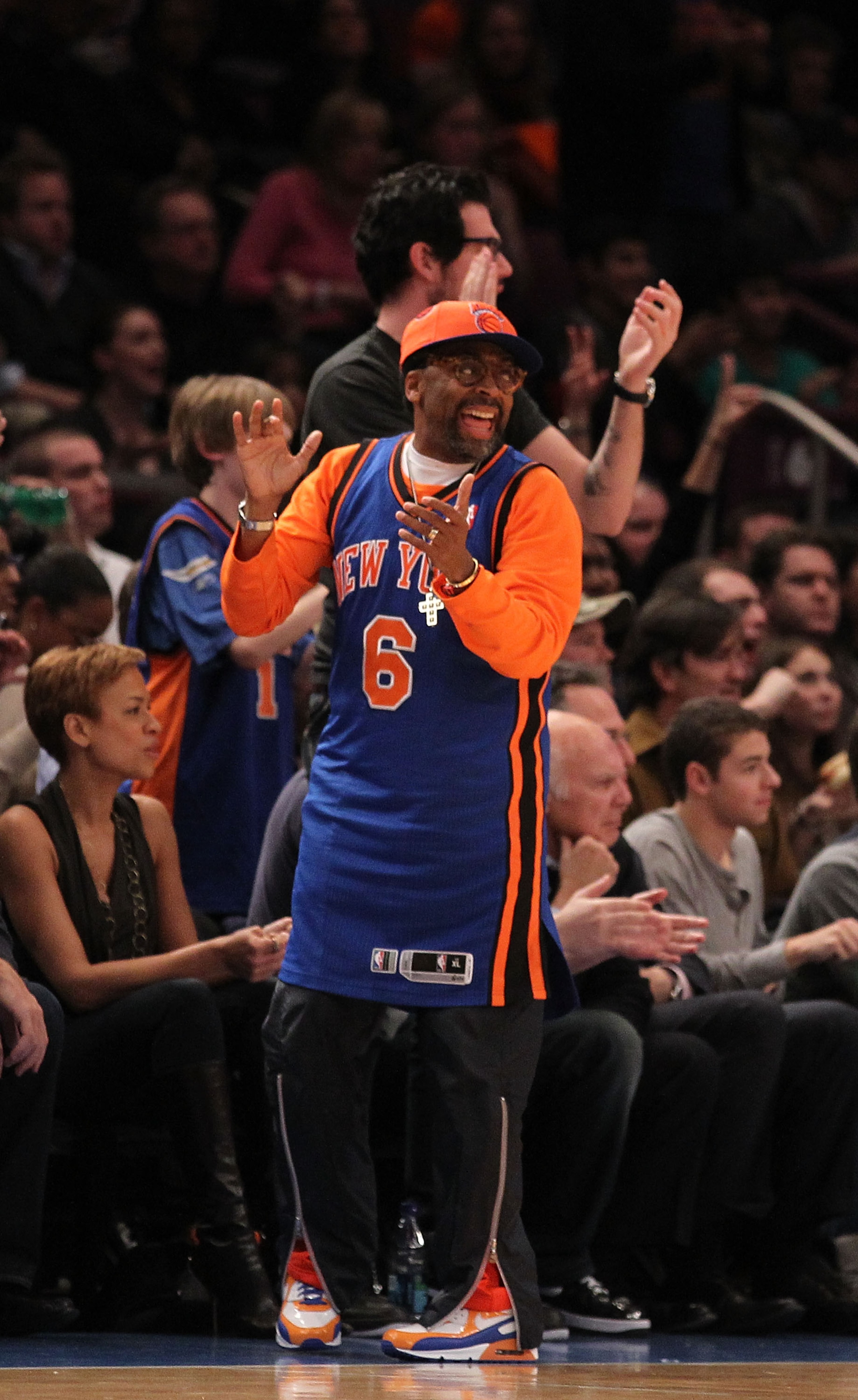 NEW YORK, NY - DECEMBER 17:  Spike Lee celebrates during the game between the New York Knicks against the Miami Heat at Madison Square Garden on December 17, 2010 in New York City. NOTE TO USER: User expressly acknowledges and agrees that, by downloading