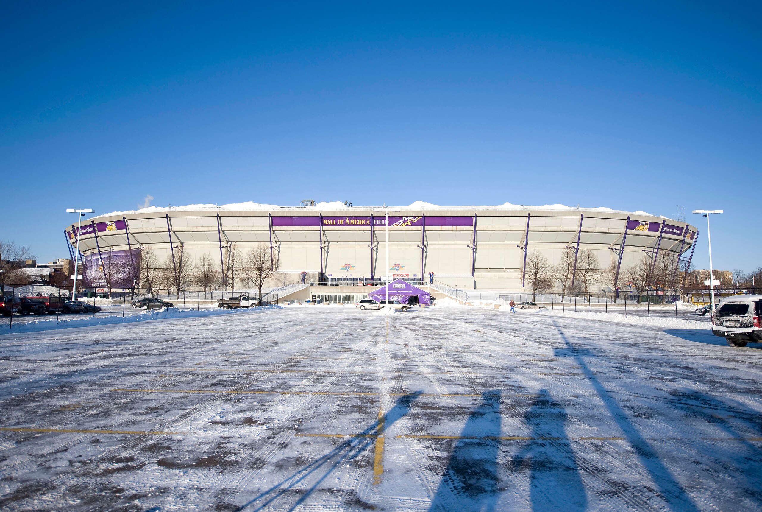 MINNEAPOLIS, MN - DECEMBER 12:  Snow surrounds the Hubert H. Humphrey Metrodome, Mall of America Stadium where the inflatable roof collapsed under the weight of snow during a storm Sunday morning December 12, 2010 in Minneapolis, Minnesota. A blizzard dum