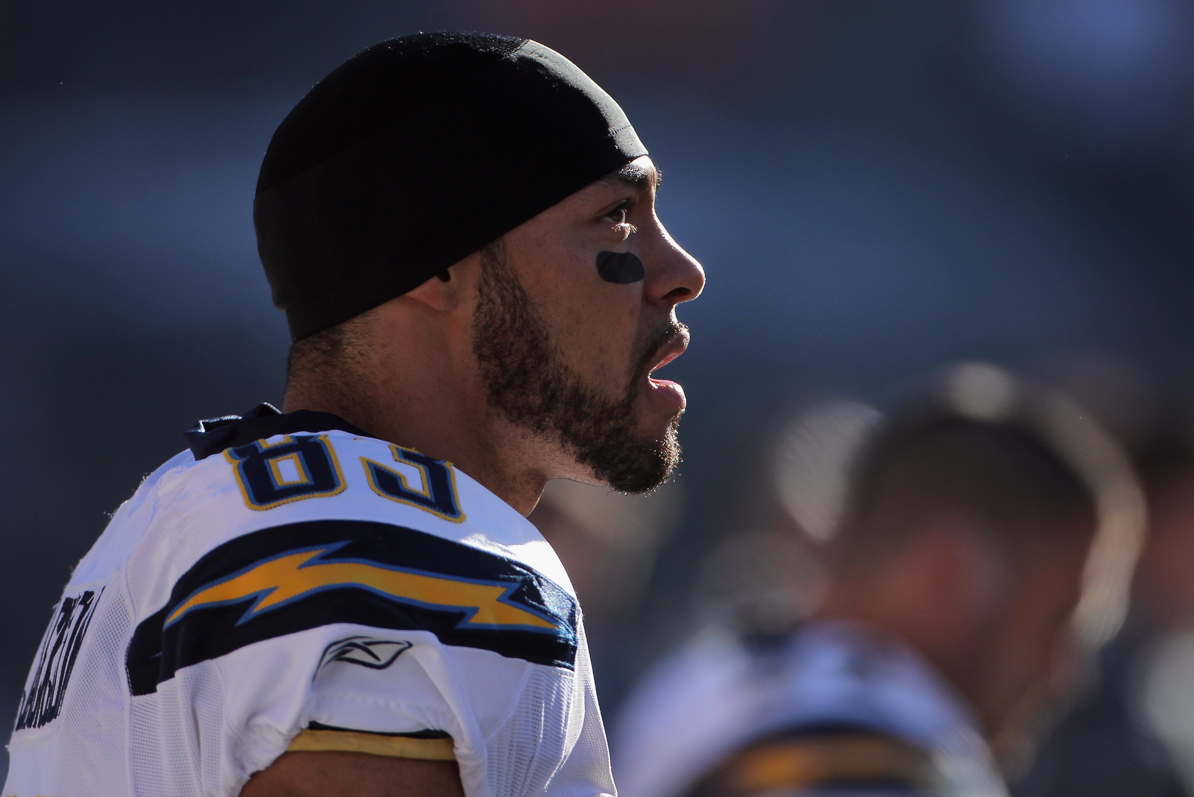 DENVER - JANUARY 02:  Wide receiver Vincent Jackson #83 of the San Diego Chargers looks on from the sidelines against the Denver Broncos at INVESCO Field at Mile High on January 2, 2011 in Denver, Colorado. The Chargers defeated the Broncos 33-28.  (Photo