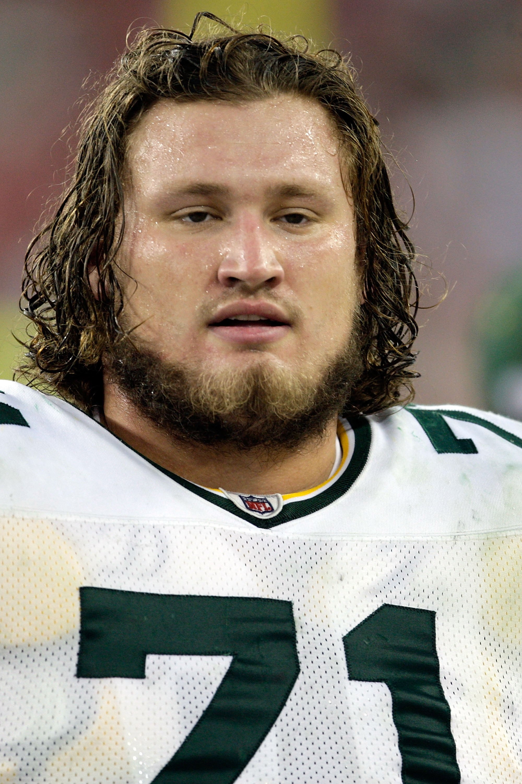 GLENDALE, AZ - JANUARY 03:  Josh Sitton #71 of the Green Bay Packers looks on from the sideline against the Arizona Cardinals at University of Phoenix Stadium on January 3, 2010 in Glendale, Arizona.  (Photo by Jamie Squire/Getty Images)