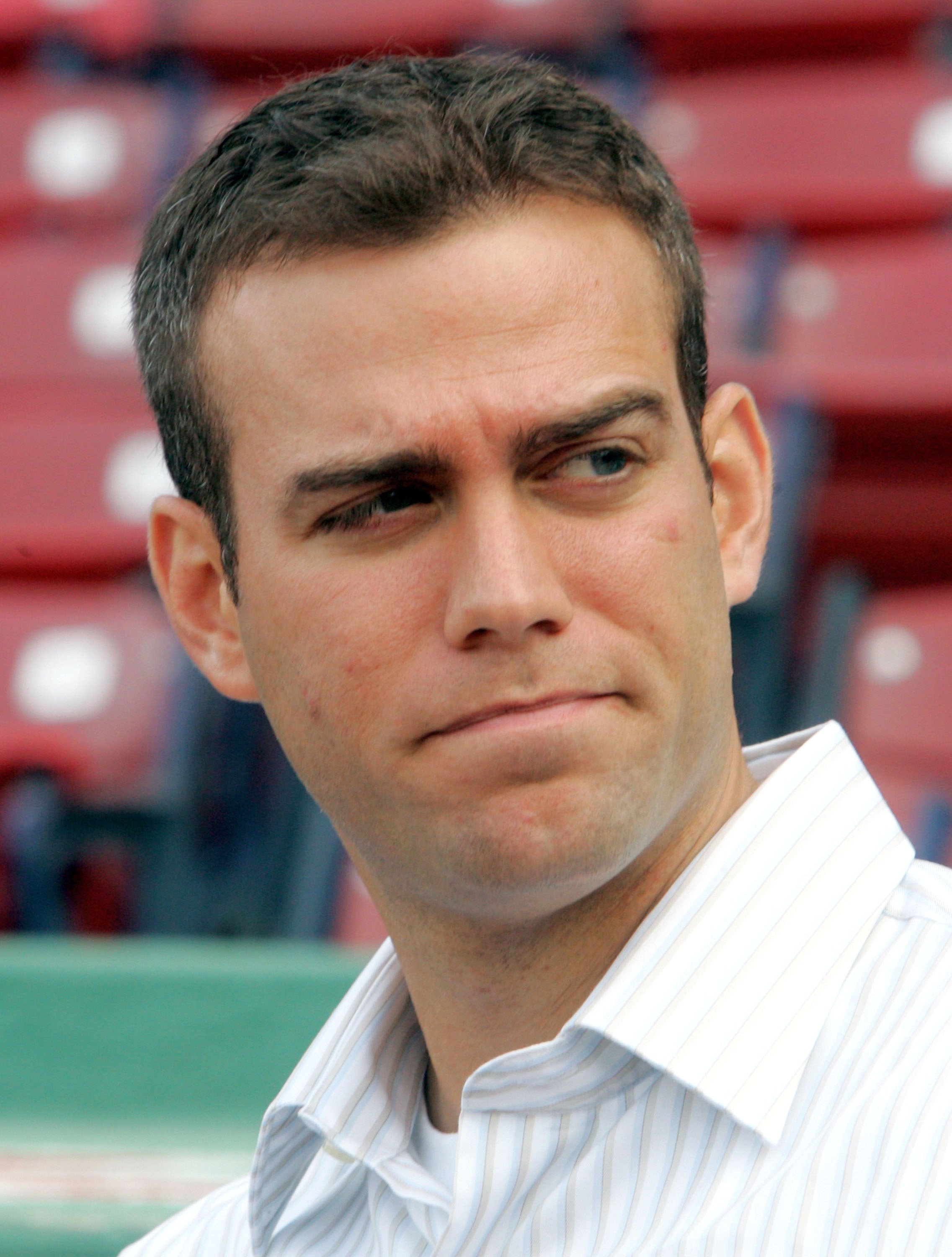 BOSTON - APRIL 12:  Executive Vice President and General Manager Theo Epstein of the Boston Red Sox looks on before their game against the Toronto Blue Jays on April 12, 2006 at Fenway Park in Boston, Massachusetts.  (Photo by Jim McIsaac/Getty Images)