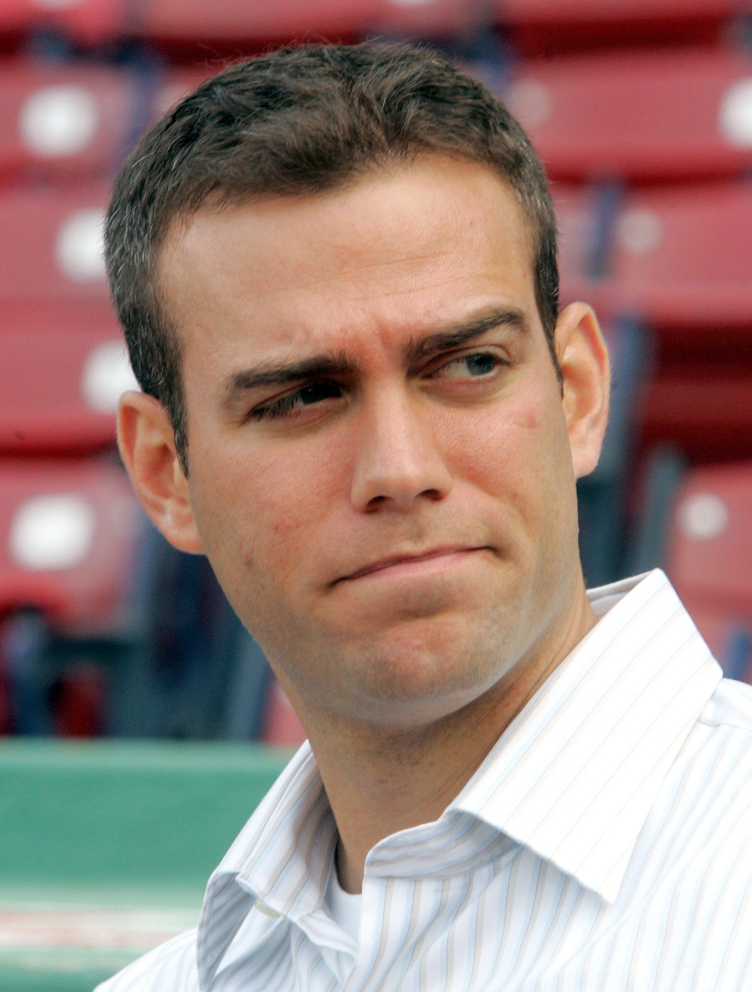BOSTON - APRIL 12:  Executive Vice President and General Manager Theo Epstein of the Boston Red Sox looks on before their game against the Toronto Blue Jays on April 12, 2006 at Fenway Park in Boston, Massachusetts.  (Photo by Jim McIsaac/Getty Images)