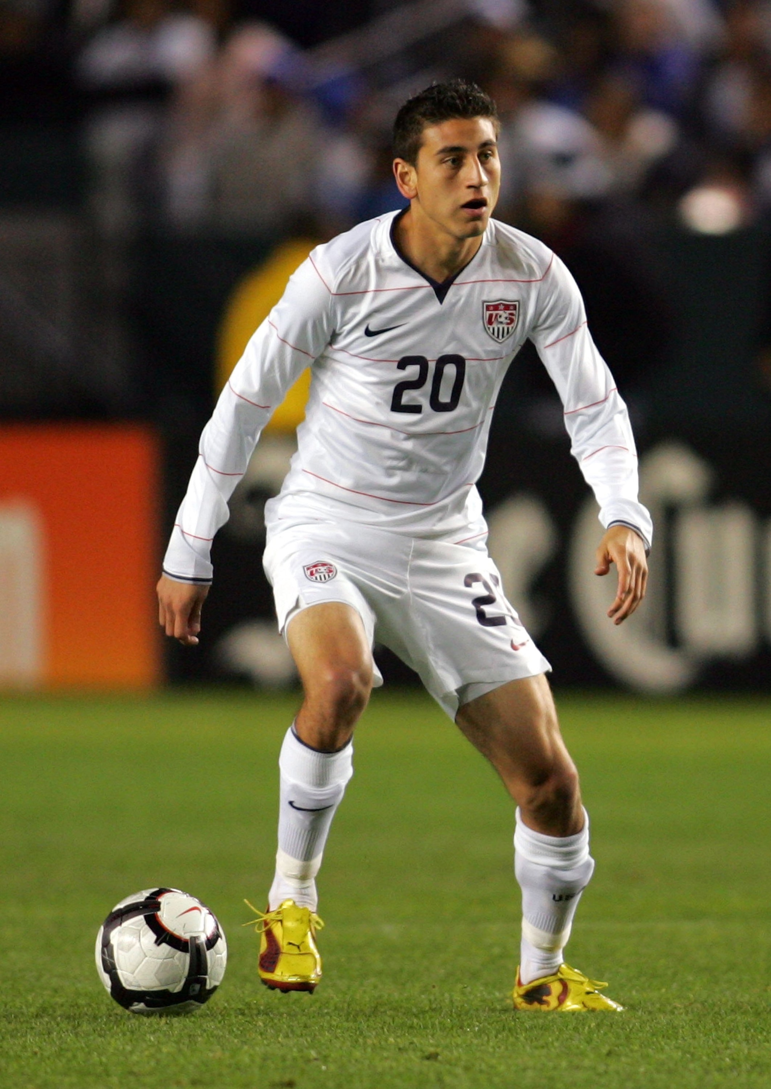 CARSON, CA - JANUARY 23: Alejandro Bedoya #20 of USA controls the ball near midfield during their international friendly match against USA on January 23, 2010 in Carson, California. Honduras defeated USA 3-1. (Photo by Victor Decolongon/Getty Images) CARSON, CA - JANUARY 23: Alejandro Bedoya #20 of USA controls the ball near midfield during their international friendly match against USA on January 23, 2010 in Carson, California. Honduras defeated USA 3-1. (Photo by Victor Decolongon/Getty Images)