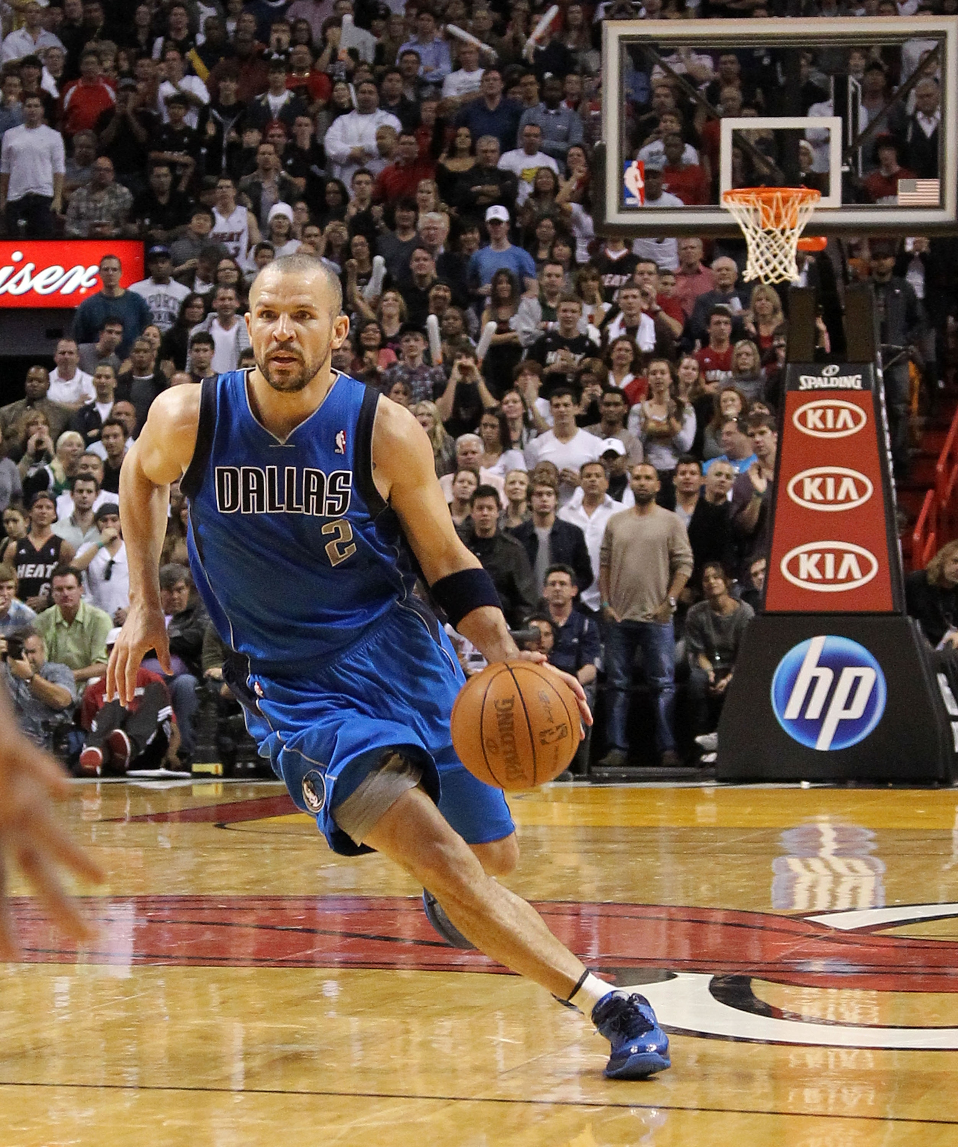 MIAMI, FL - DECEMBER 20: Jason Kidd #2 of the Dallas Mavericks dribbles the ball during a game against the Miami Heat at American Airlines Arena on December 20, 2010 in Miami, Florida. NOTE TO USER: User expressly acknowledges and agrees that, by downloa MIAMI, FL - DECEMBER 20: Jason Kidd #2 of the Dallas Mavericks dribbles the ball during a game against the Miami Heat at American Airlines Arena on December 20, 2010 in Miami, Florida. NOTE TO USER: User expressly acknowledges and agrees that, by downloa