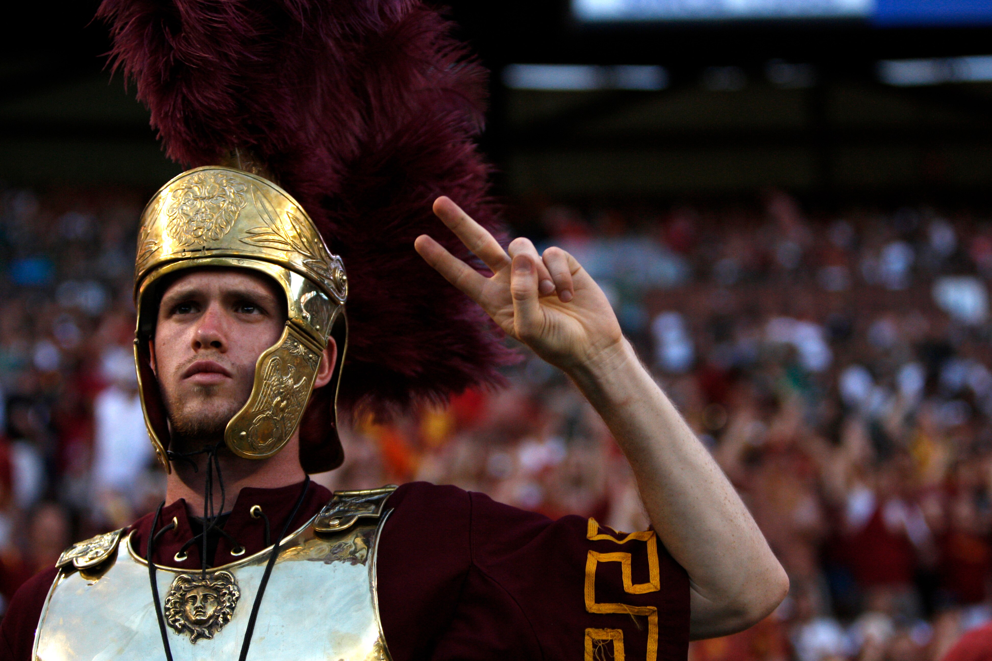 HONOLULU - SEPTEMBER 02: The USC Trojan poses during first half action at Aloha Stadium September 2, 2010 in Honolulu, Hawaii. (Photo by Kent Nishimura/Getty Images)