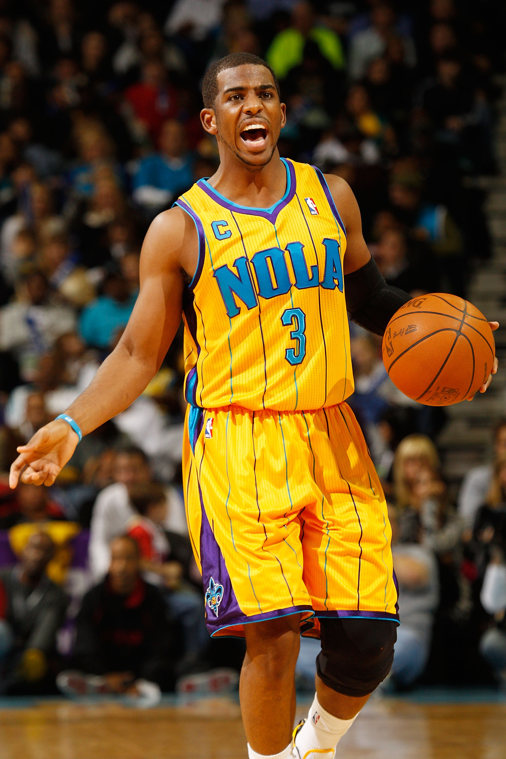 NEW ORLEANS, LA - JANUARY 22:  Chris Paul #3 of the New Orleans Hornets drives the ball up the court during the game against the San Antonio Spurs at the New Orleans Arena on January 22, 2011 in New Orleans, Louisiana.  The Hornets defeated the Spurs 96-7