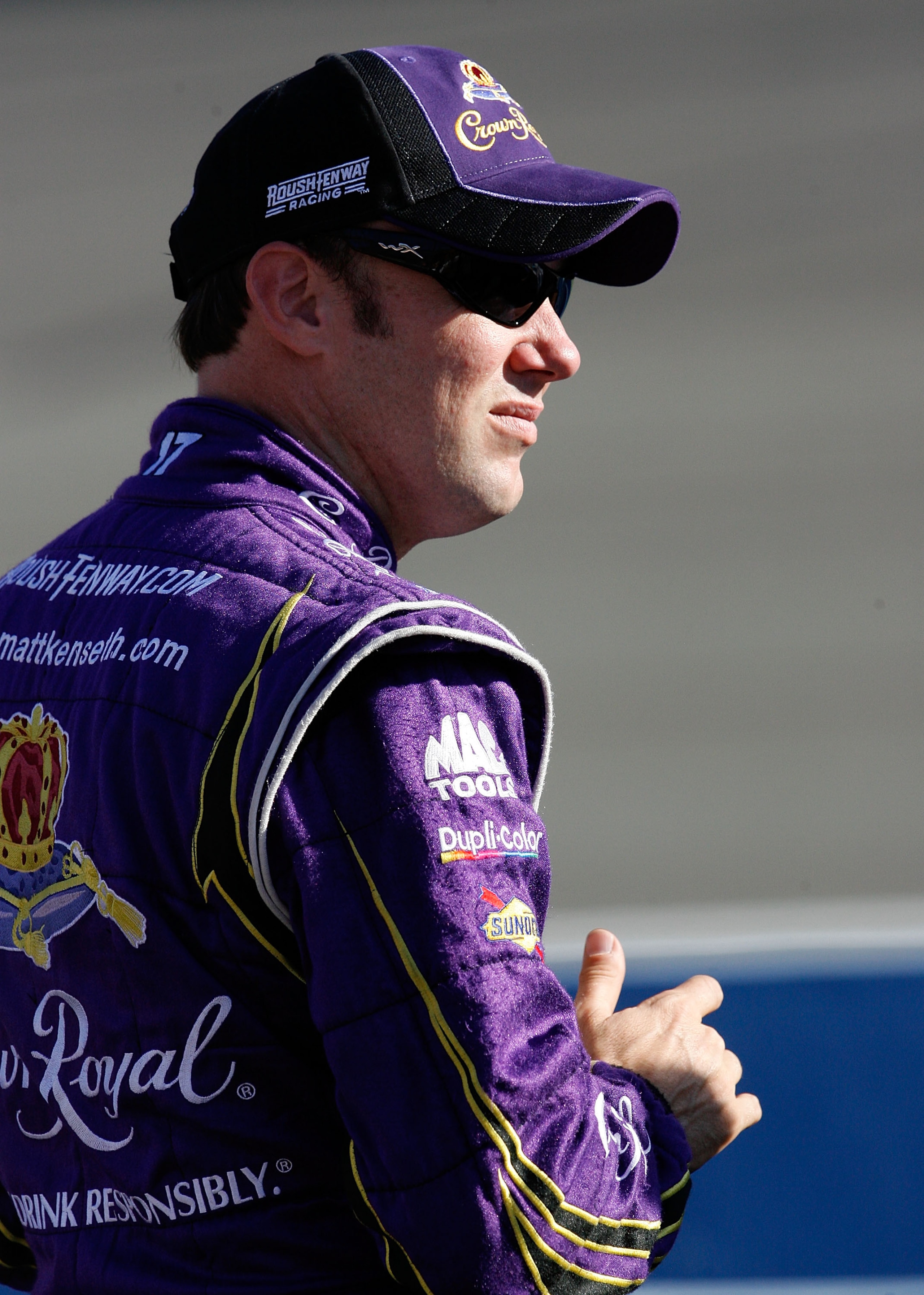 FONTANA, CA - OCTOBER 08:  Matt Kenseth, driver of the #17 Crown Royal Ford, stands on pit road qualifying for the NASCAR Sprint Cup Series Pepsi Max 400 on October 8, 2010 in Fontana, California.  (Photo by Tom Pennington/Getty Images for NASCAR)