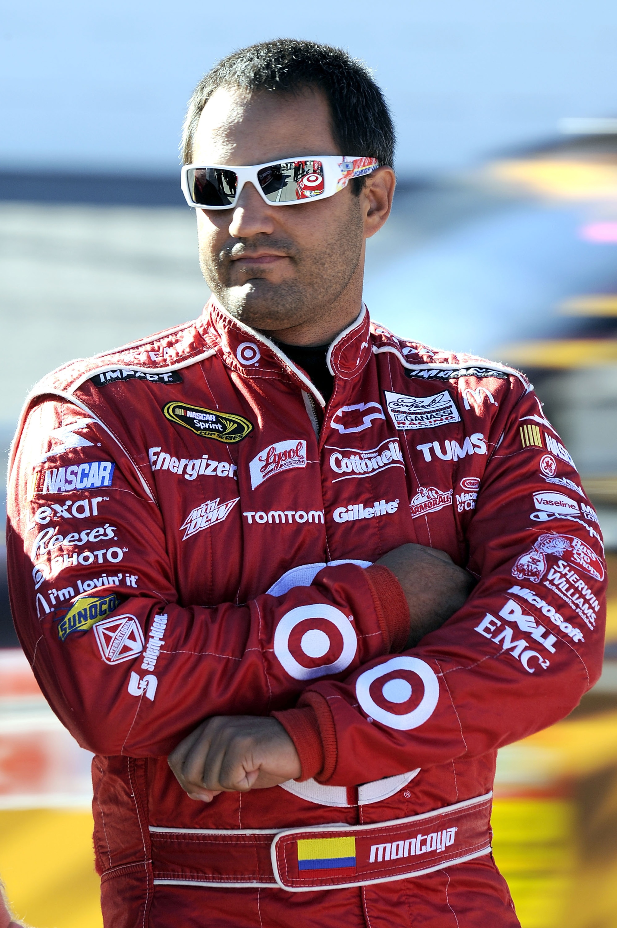 MARTINSVILLE, VA - OCTOBER 22:  Juan Pablo Montoya, driver of the #42 Target Chevrolet, walks on pit road during qualifying for the NASCAR Sprint Cup Series TUMS Fast Relief 500 at Martinsville Speedway on October 22, 2010 in Martinsville, Virginia.  (Pho