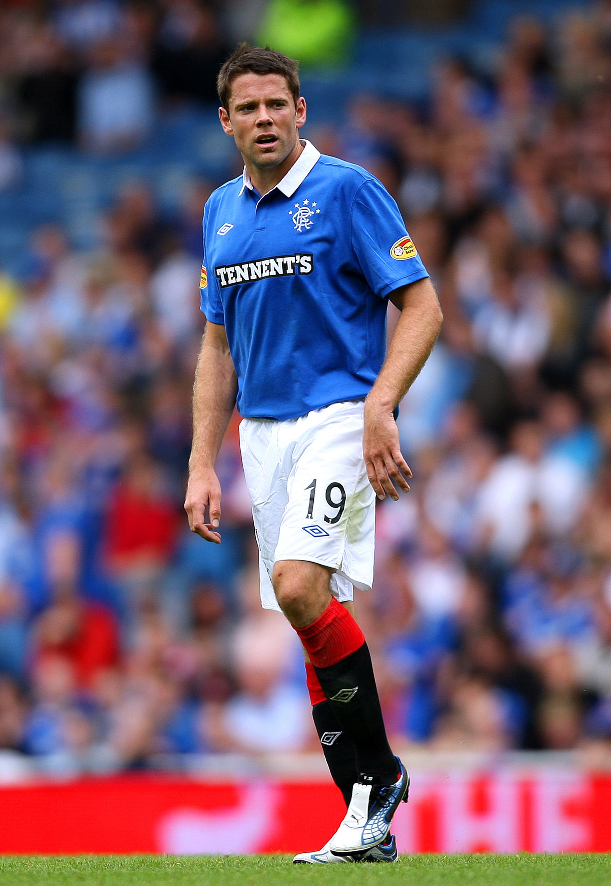 GLASGOW, UNITED KINGDOM - AUGUST 14: James Beattie of Rangers in action during the Clydesdale Bank Scottish Premier League match between Glasgow Rangers and Kilmarnock at  Ibrox Stadium on August 14, 2010 in Glasgow, Scotland. (Photo by Ian MacNicol/Getty