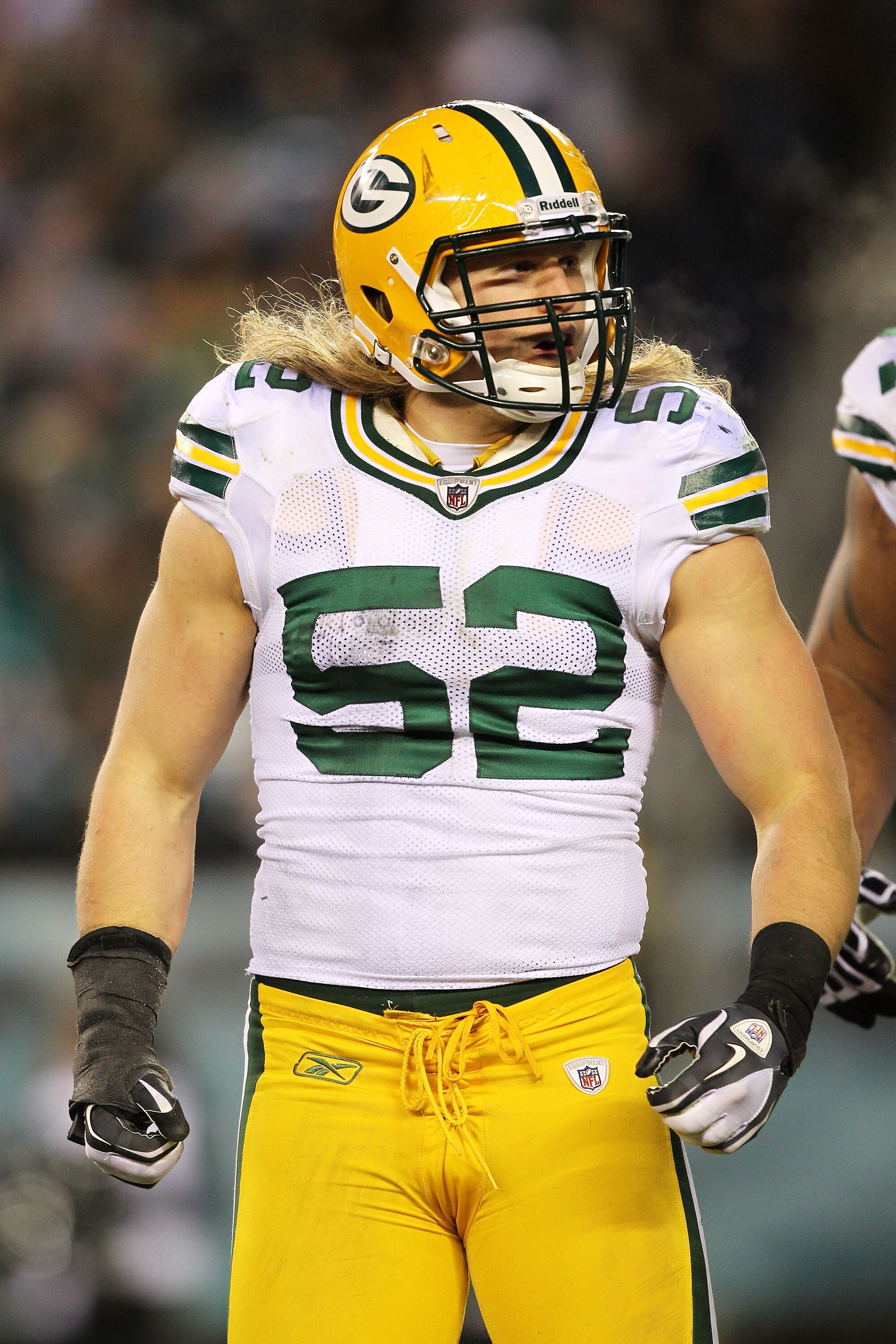 PHILADELPHIA, PA - JANUARY 09: Clay Matthews #52 of the Green Bay Packers celebrates after a sack against Michael Vick #7 of the Philadelphia Eagles during the 2011 NFC wild card playoff game at Lincoln Financial Field on January 9, 2011 in Philadelphia, PHILADELPHIA, PA - JANUARY 09: Clay Matthews #52 of the Green Bay Packers celebrates after a sack against Michael Vick #7 of the Philadelphia Eagles during the 2011 NFC wild card playoff game at Lincoln Financial Field on January 9, 2011 in Philadelphia,