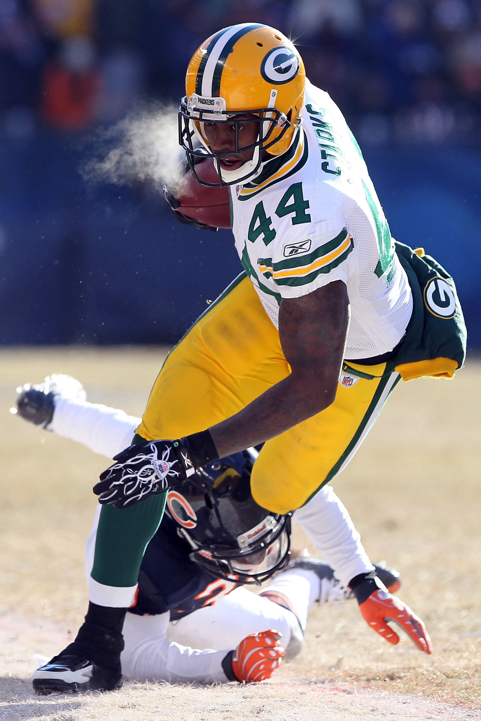 CHICAGO, IL - JANUARY 23: James Starks #44 of the Green Bay Packers runs the ball in the first quarter against the Chicago Bears in the NFC Championship Game at Soldier Field on January 23, 2011 in Chicago, Illinois. (Photo by Doug Pensinger/Getty Image CHICAGO, IL - JANUARY 23: James Starks #44 of the Green Bay Packers runs the ball in the first quarter against the Chicago Bears in the NFC Championship Game at Soldier Field on January 23, 2011 in Chicago, Illinois. (Photo by Doug Pensinger/Getty Image