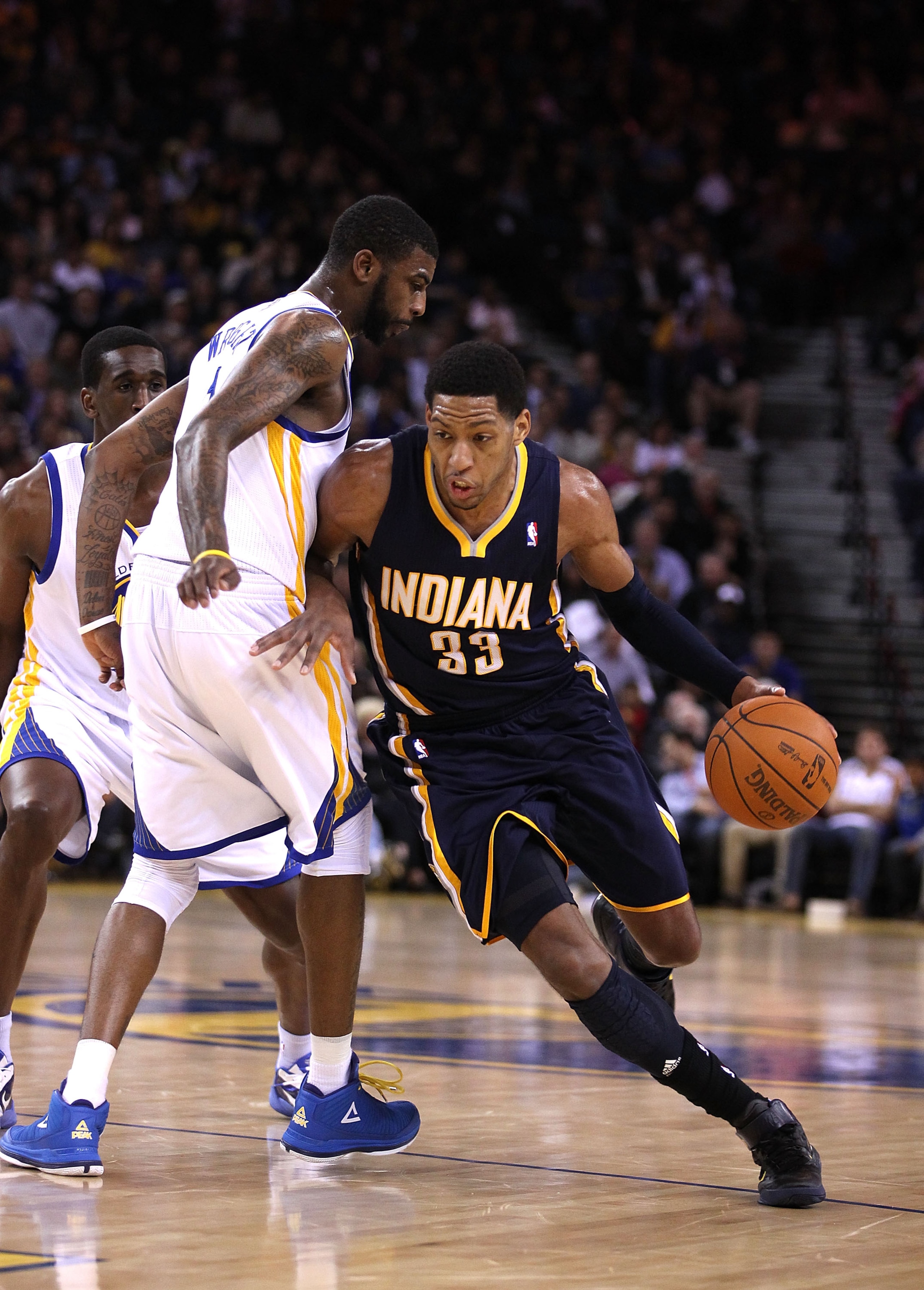 OAKLAND, CA - JANUARY 19:  Danny Granger #33 of the Indiana Pacers in action against the Golden State Warriors at Oracle Arena on January 19, 2011 in Oakland, California.  NOTE TO USER: User expressly acknowledges and agrees that, by downloading and or us
