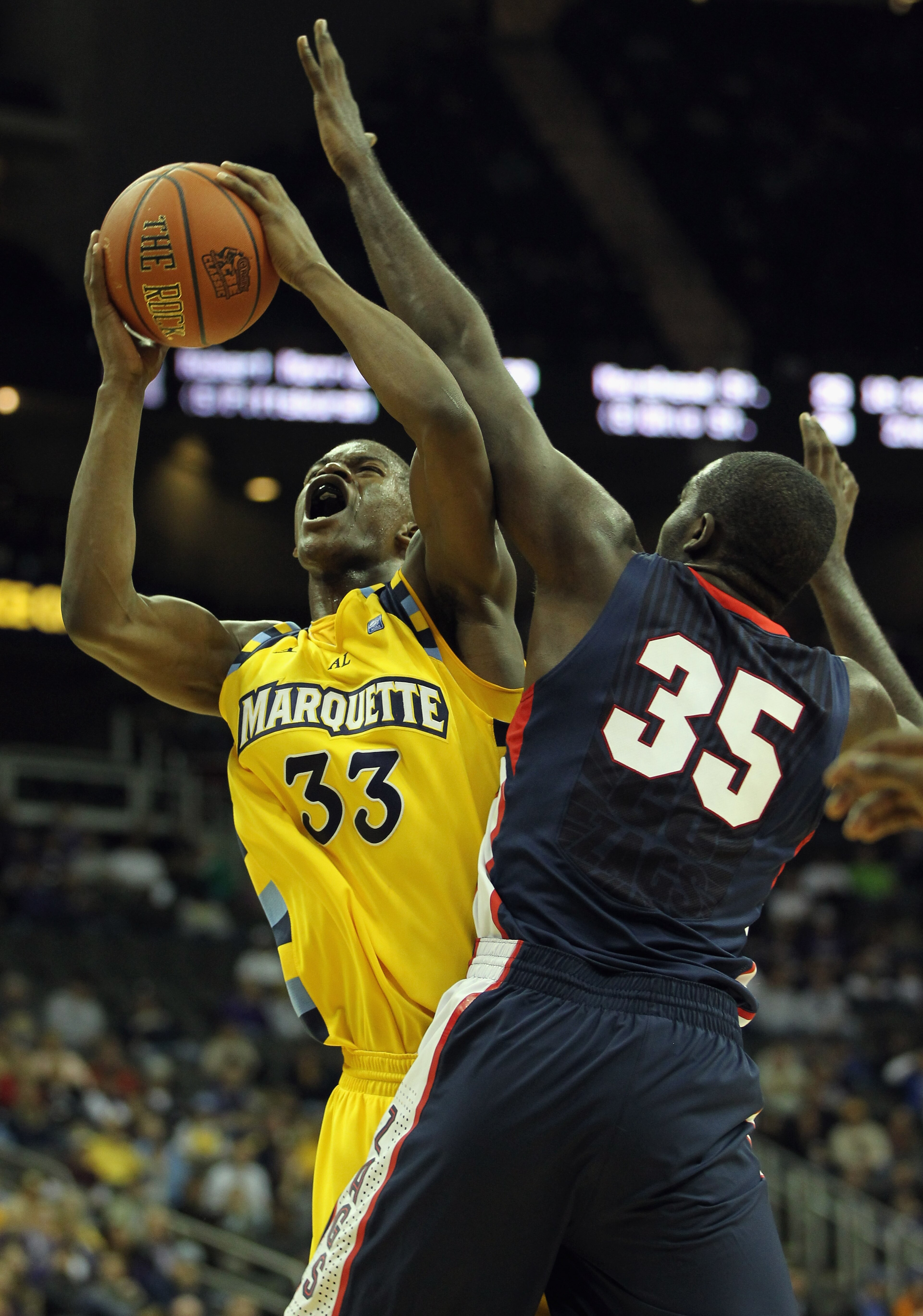 KANSAS CITY, MO - NOVEMBER 23: Jimmy Butler #33 of the Marquette Golden Eagles shoots over Sam Dower #35 of the Gonzaga Bulldogs during the CBE Classic consolation game on November 23, 2010 at the Sprint Center in Kansas City, Missouri. (Photo by Jamie KANSAS CITY, MO - NOVEMBER 23: Jimmy Butler #33 of the Marquette Golden Eagles shoots over Sam Dower #35 of the Gonzaga Bulldogs during the CBE Classic consolation game on November 23, 2010 at the Sprint Center in Kansas City, Missouri. (Photo by Jamie