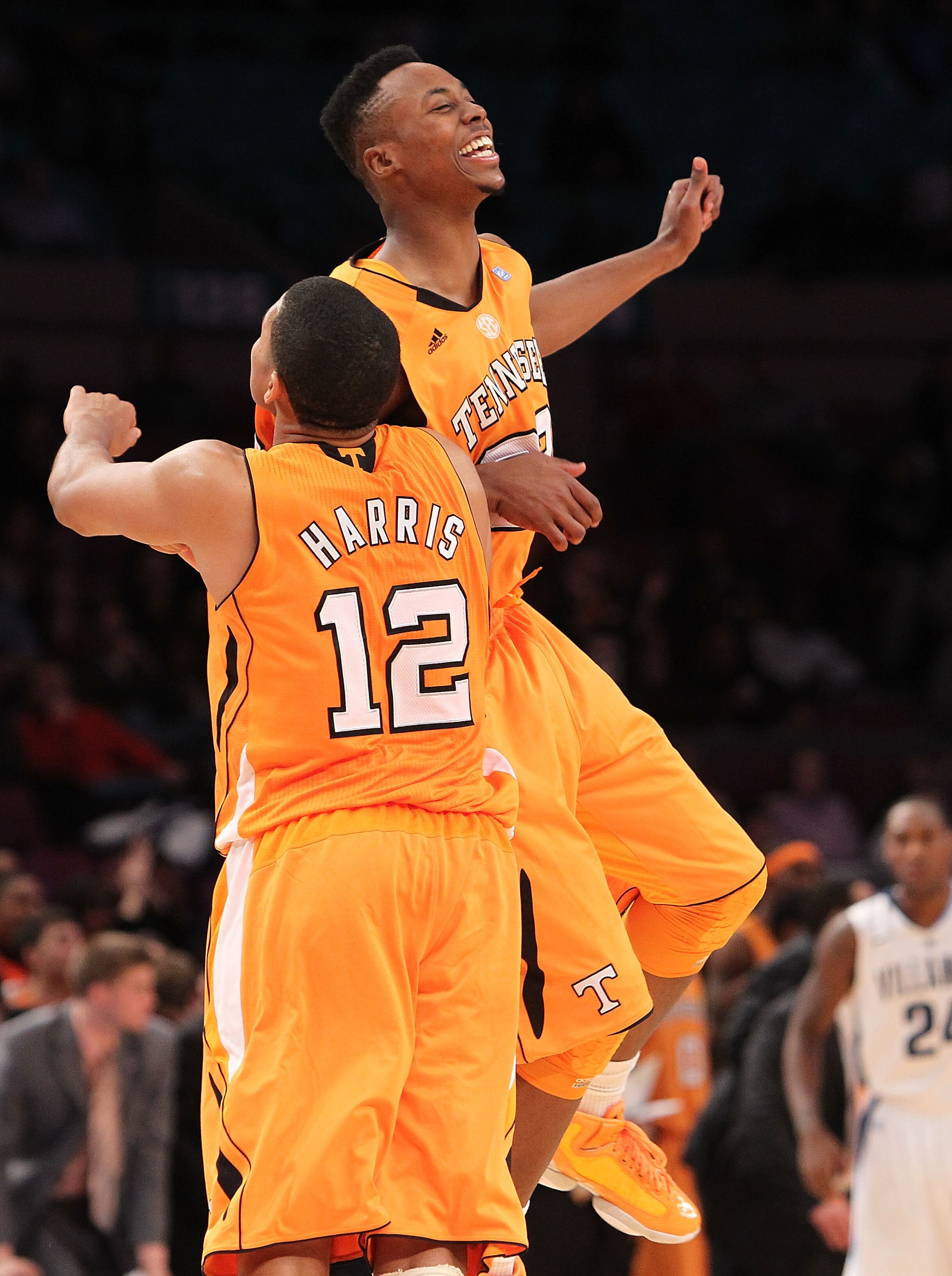 NEW YORK - NOVEMBER 26:  Tobias Harris #12 of the Tennessee Volunteers celebrates a basket with teammate Scotty Hopson #32 against the Villanova Wildcats  during the Championship game at Madison Square Garden on November 26, 2010 in New York City.  (Photo
