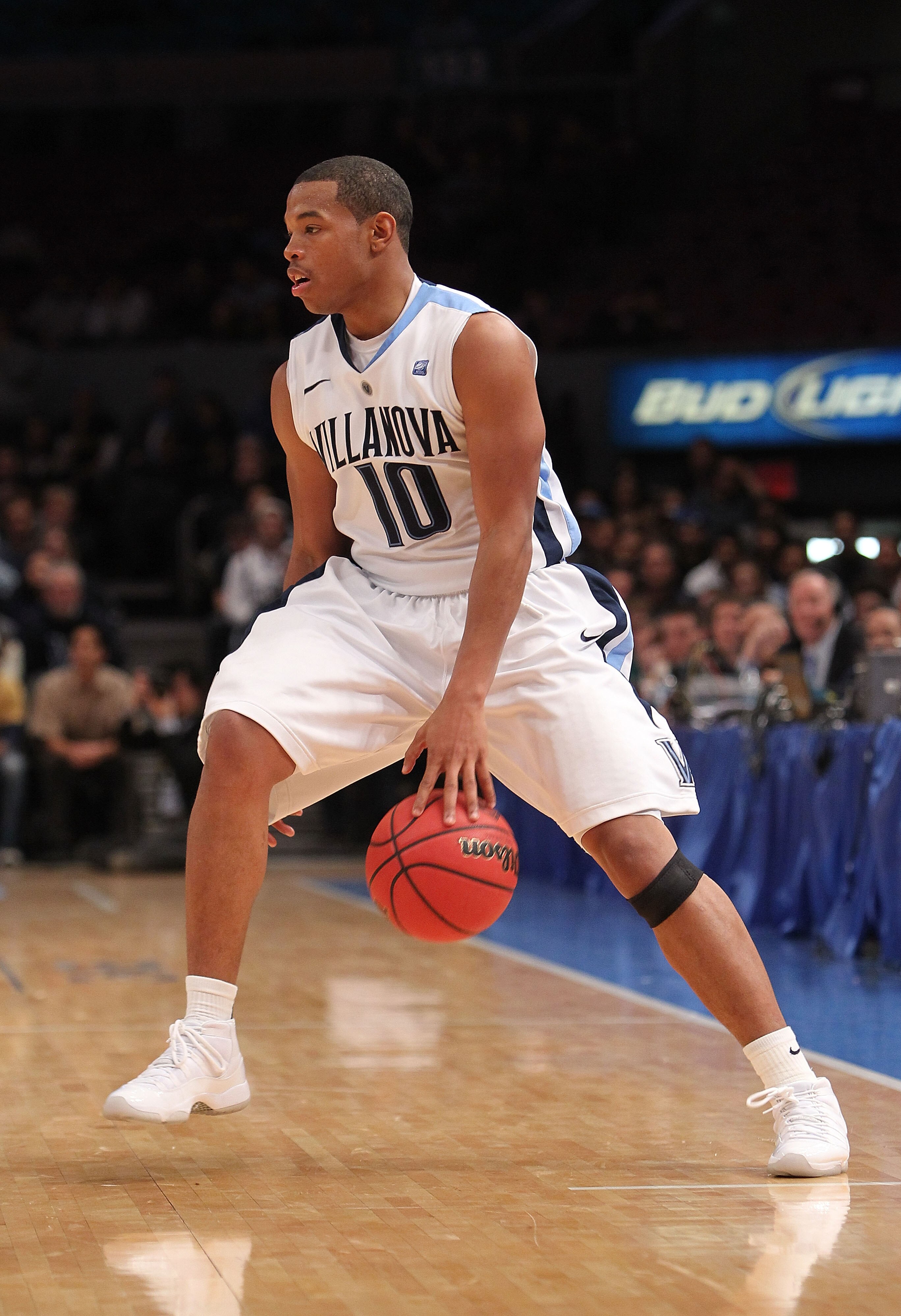 NEW YORK - NOVEMBER 24:  Corey Fisher #10 of the Villanova Wildcats dribbles against the UCLA Bruins during their preseason NIT semifinal at Madison Square Garden on November 24, 2010 in New York City.  (Photo by Nick Laham/Getty Images)
