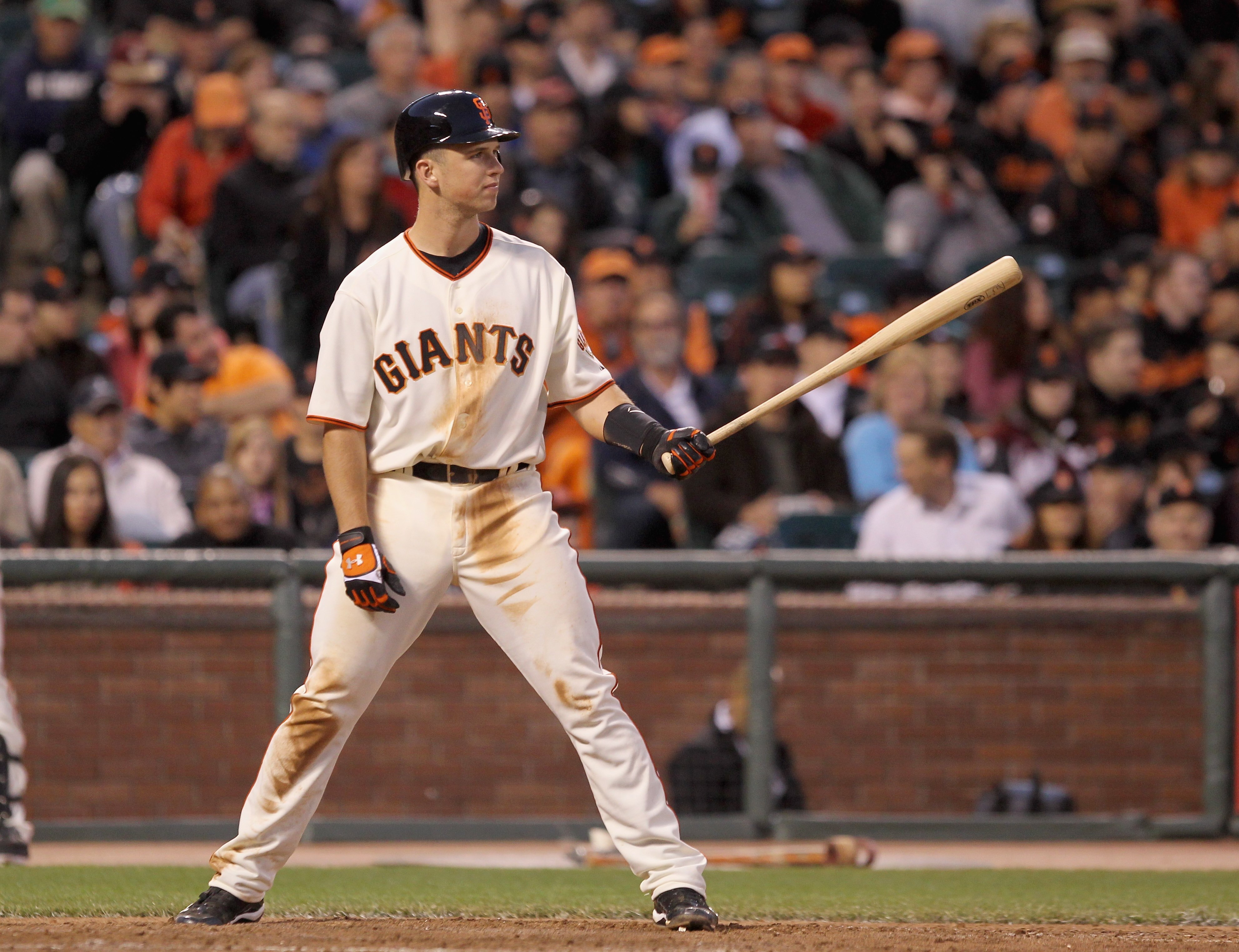 SAN FRANCISCO - MAY 29:  Buster Posey #28 of the San Francisco Giants bats against the Arizona Diamondbacks at AT&T Park on May 29, 2010 in San Francisco, California.  (Photo by Ezra Shaw/Getty Images)