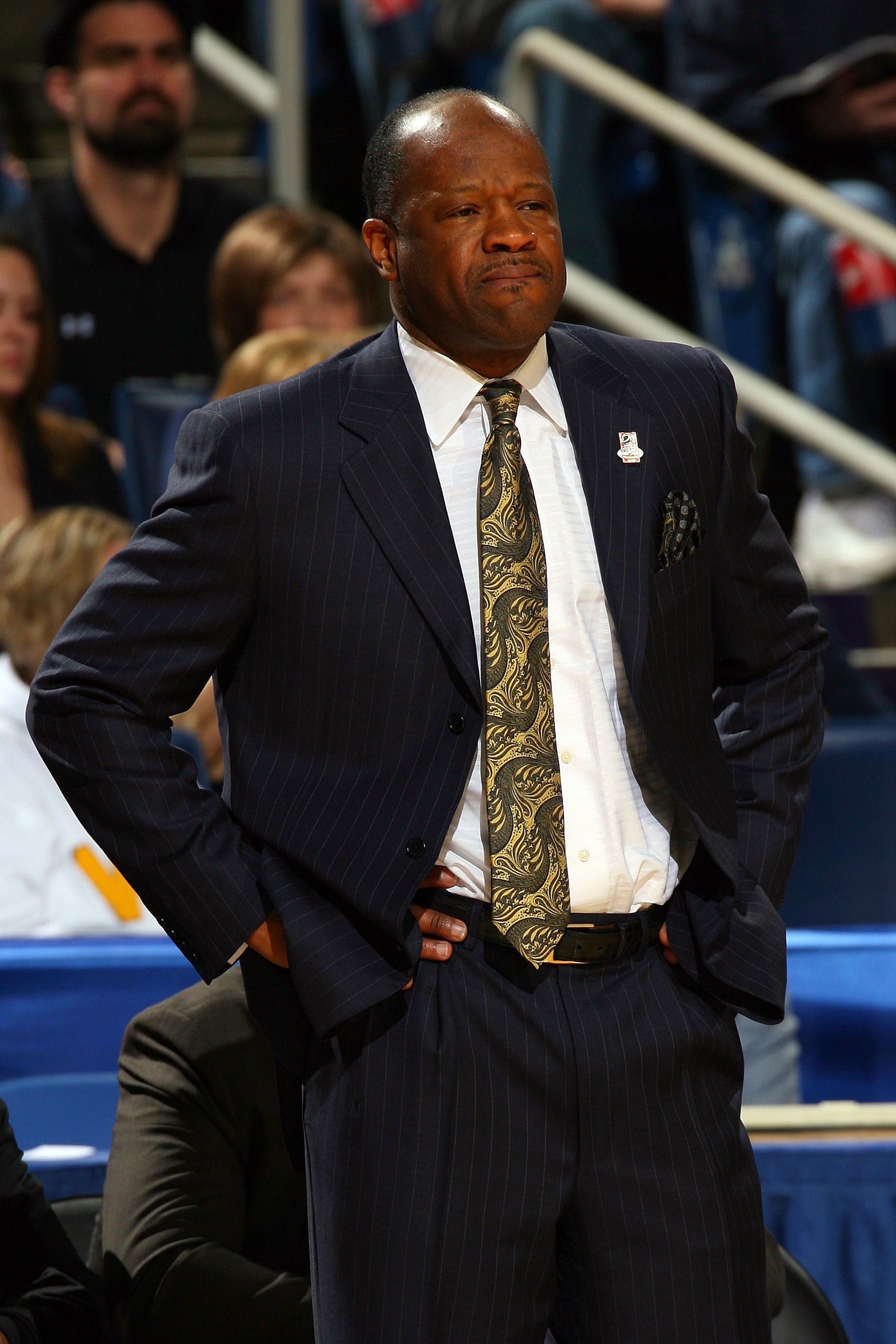BUFFALO, NY - MARCH 19:  Head coach Mike Anderson of the Missouri Tigers gestures from the bench against the Clemson Tigers during the first round of the 2010 NCAA men's basketball tournament at HSBC Arena on March 19, 2010 in Buffalo, New York.  (Photo b