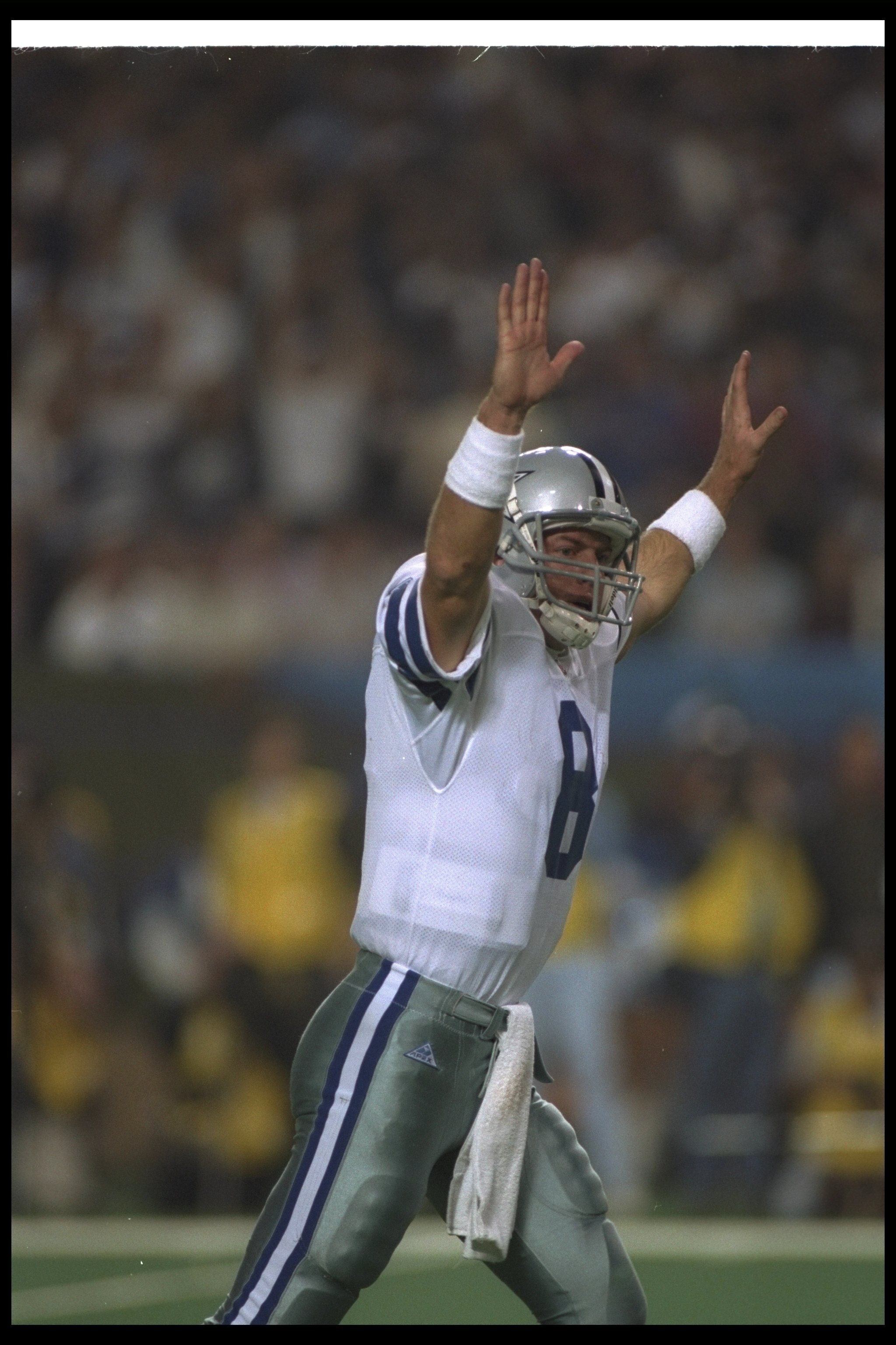 30 Jan 1994: Quarterback Troy Aikman of the Dallas Cowboys celebrates during the fourth quarter of Super Bowl XXVIII against the Buffalo Bills at the Georgia Dome in Atlanta, Georgia. The Cowboys won the game, 30-13. Mandatory Credit: Rick Stewart /All 30 Jan 1994: Quarterback Troy Aikman of the Dallas Cowboys celebrates during the fourth quarter of Super Bowl XXVIII against the Buffalo Bills at the Georgia Dome in Atlanta, Georgia. The Cowboys won the game, 30-13. Mandatory Credit: Rick Stewart /All