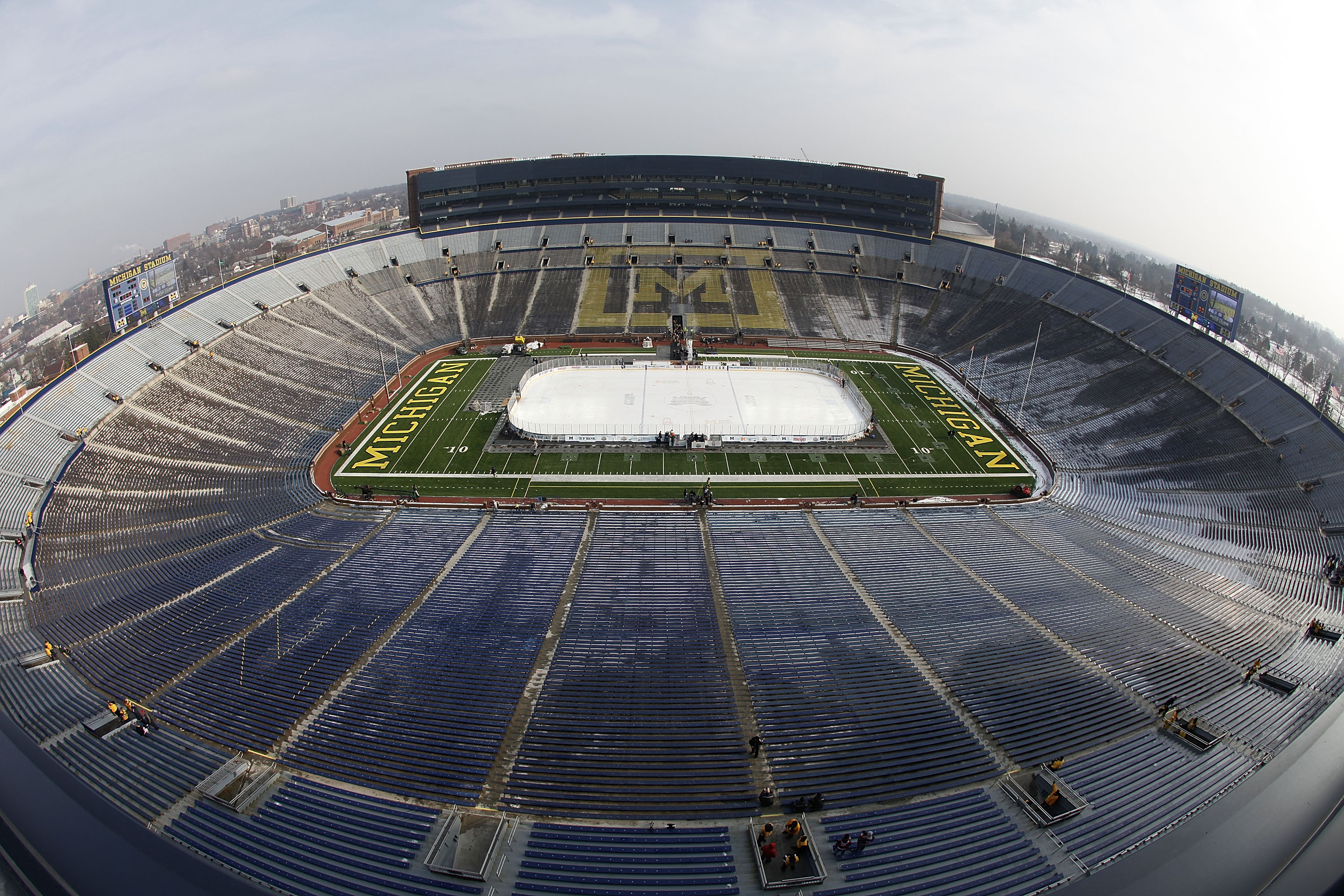ANN ARBOR, MI - DECEMBER 11: A general view prior to the start of the Big Chill game between the Michigan State Spartans and Michigan Wolverines at Michigan Stadium on December 11, 2010 in Ann Arbor, Michigan.  (Photo by Leon Halip/Getty Images)