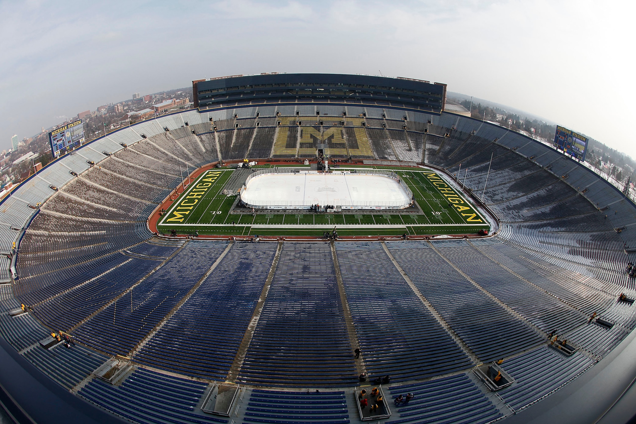 ANN ARBOR, MI - DECEMBER 11: A general view prior to the start of the Big Chill game between the Michigan State Spartans and Michigan Wolverines at Michigan Stadium on December 11, 2010 in Ann Arbor, Michigan.  (Photo by Leon Halip/Getty Images)