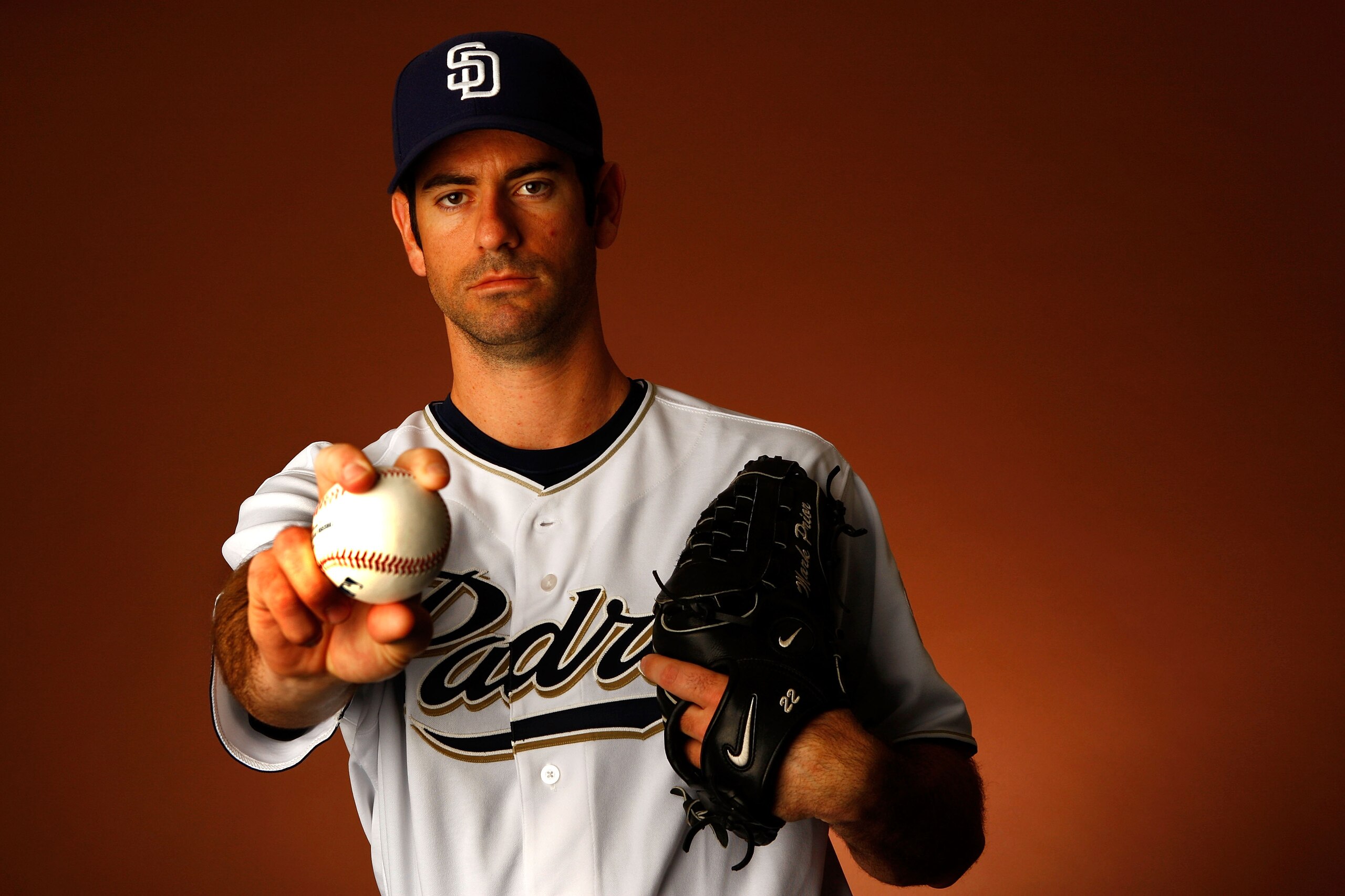 PEORIA, AZ - FEBRUARY 22:  Pitcher Mark Prior #22 of the San Diego Padres poses for a portrait during spring training on February 22, 2008 at the Peoria Sports Complex in Peoria, Arizona.  (Photo by Jamie Squire/Getty Images)