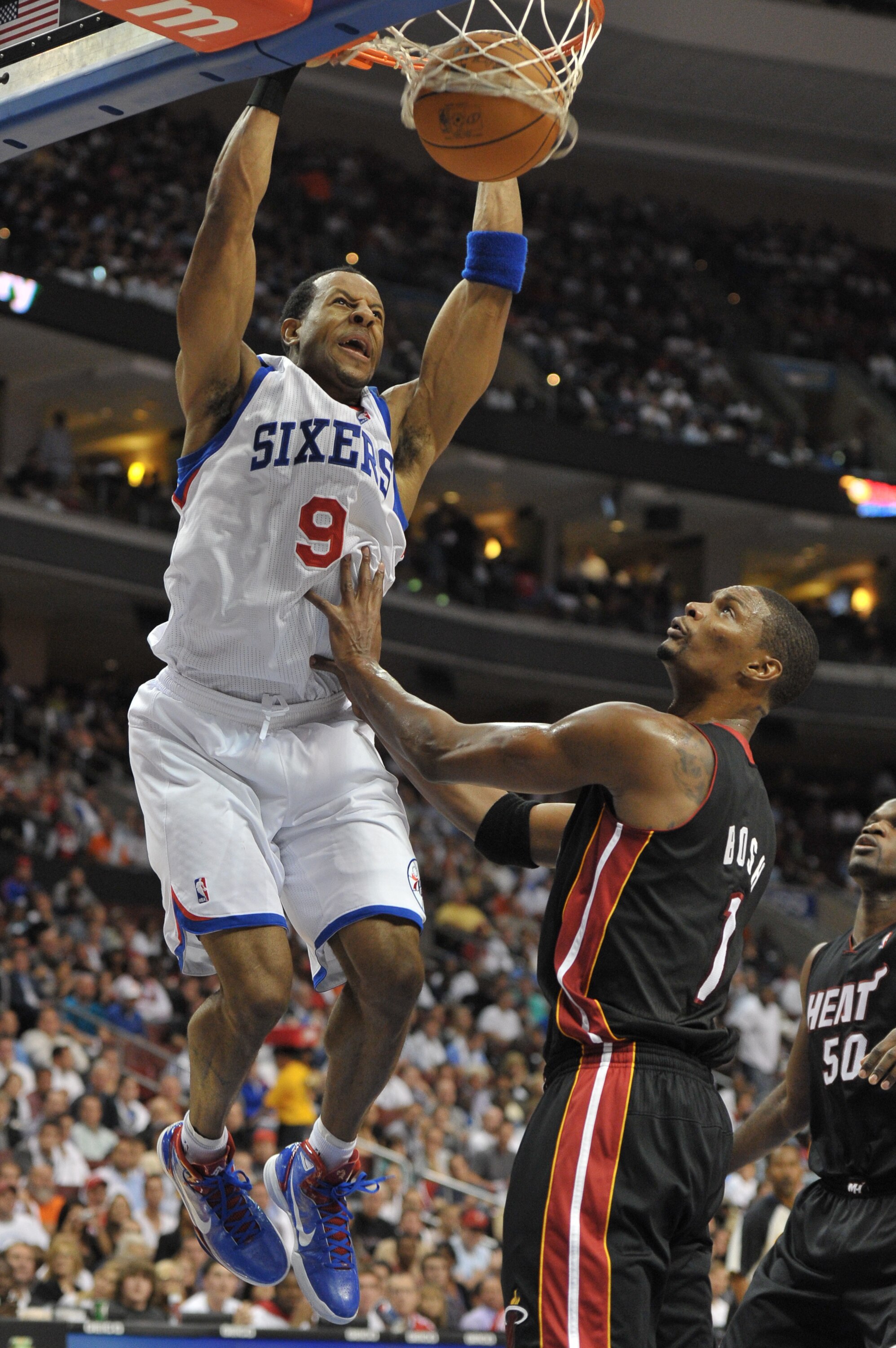 PHILADELPHIA - OCTOBER 27: Andre Iguodala #9 of the Philadelphia 76ers in action during the game against the Miami Heat at the Wells Fargo Center on October 27, 2010 in Philadelphia, Pennsylvania. NOTE TO USER: User expressly acknowledges and agrees that,