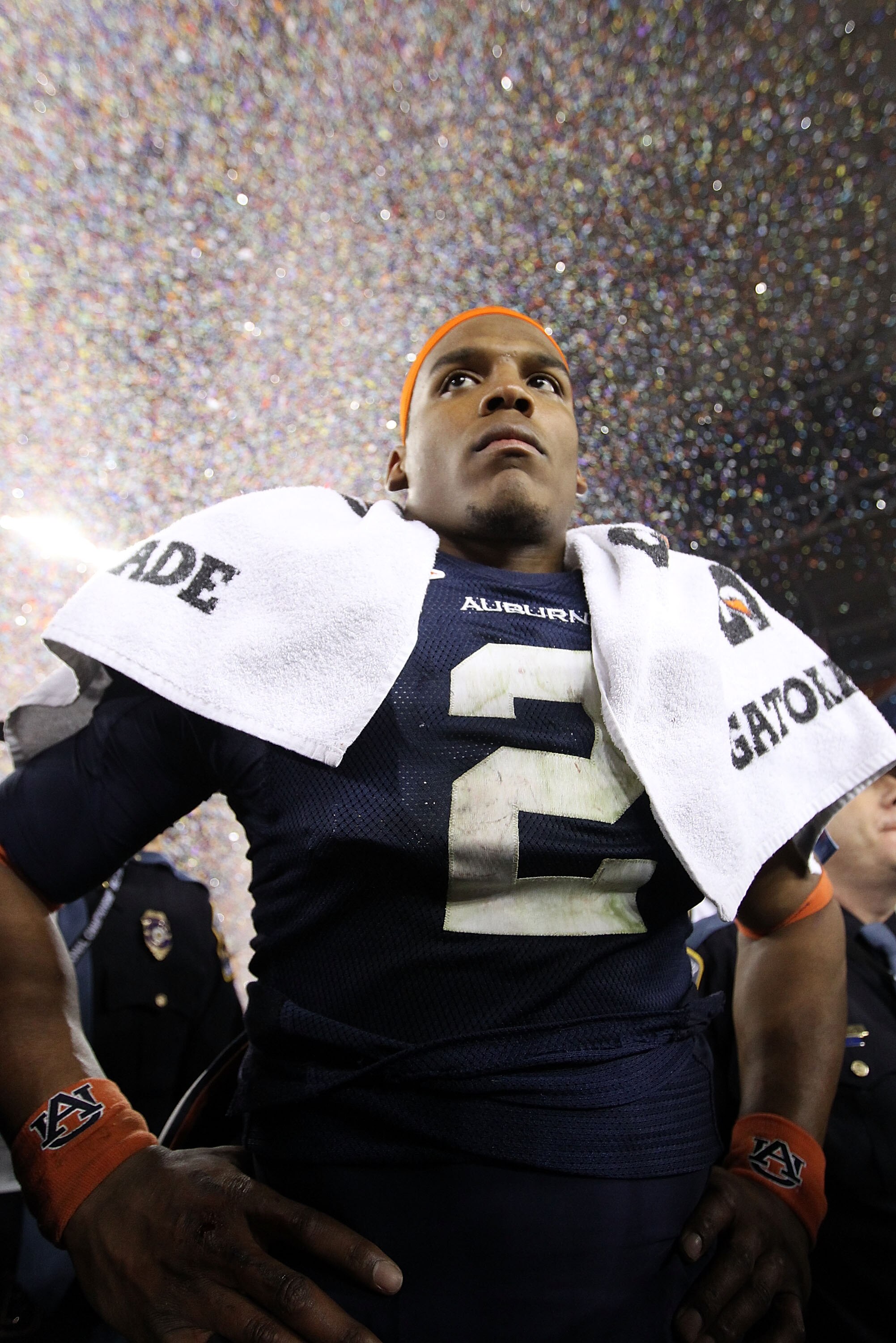 GLENDALE, AZ - JANUARY 10:  Quarterback Cameron Newton #2 of the Auburn Tigers celebrates the Tigers 22-19 victory against the Oregon Ducks in the Tostitos BCS National Championship Game at University of Phoenix Stadium on January 10, 2011 in Glendale, Ar