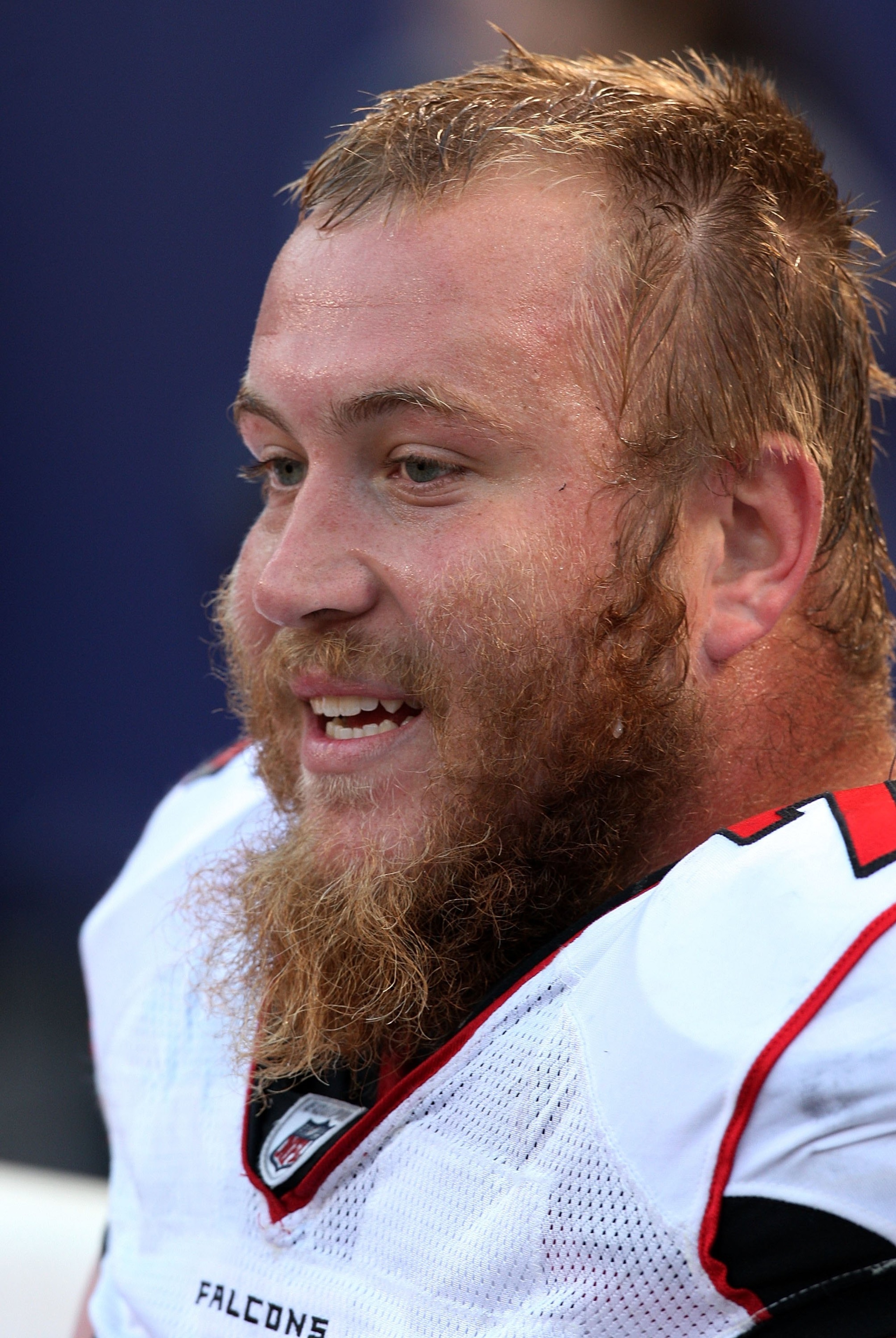 EAST RUTHERFORD, NJ - NOVEMBER 22:  Sam Baker #72 of the Atlanta Falcons looks on against the New York Giants on November 22, 2009 at Giants Stadium in East Rutherford, New Jersey. The Giants defeated the Falcons 34-31 in overtime.  (Photo by Jim McIsaac/