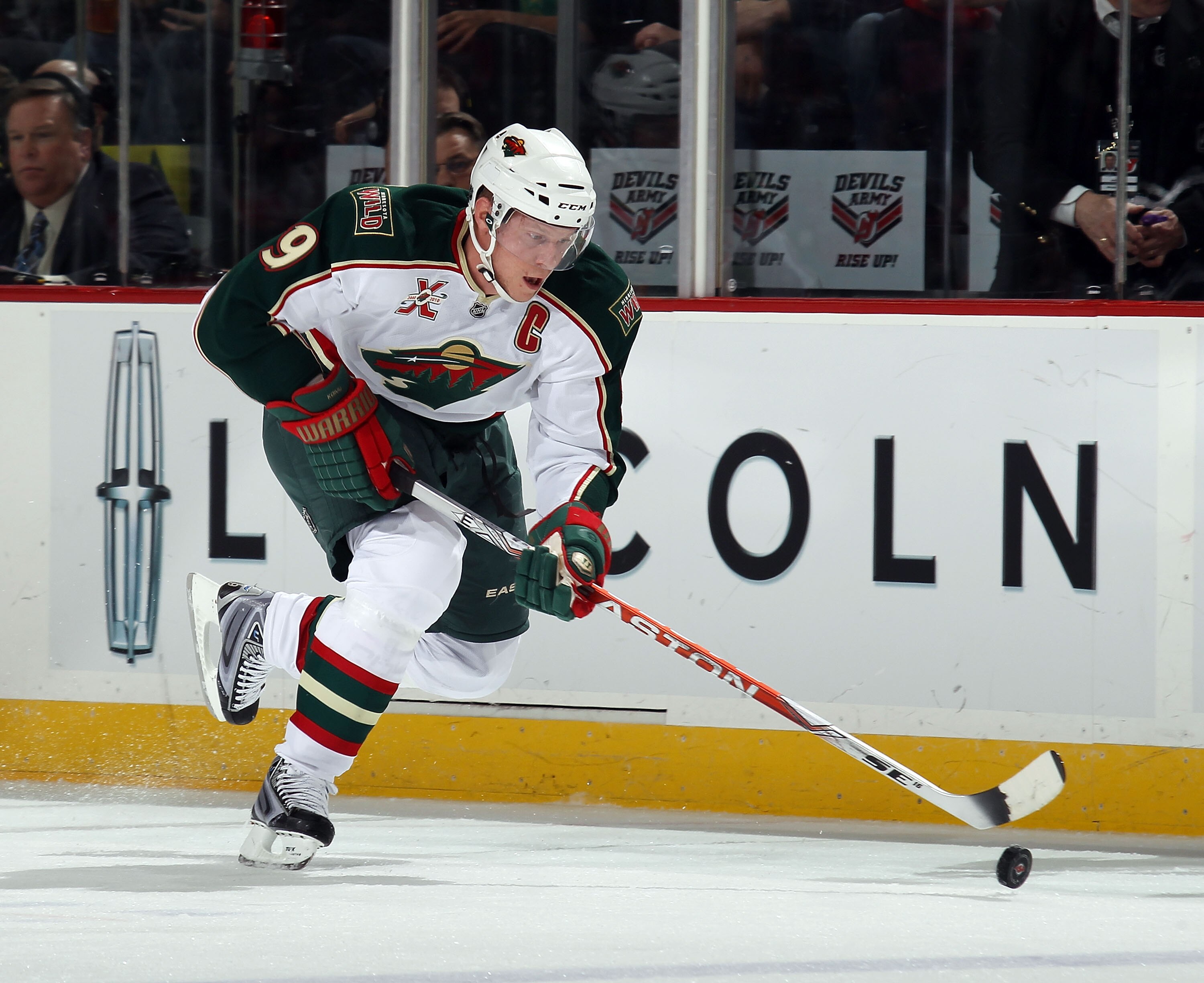 NEWARK, NJ - JANUARY 04:  Mikko Koivu #9 of the Minnesota Wild skates against the New Jersey Devils at the Prudential Center on January 4, 2011 in Newark, New Jersey. The Wild defeated the Devils 2-1.  (Photo by Bruce Bennett/Getty Images)