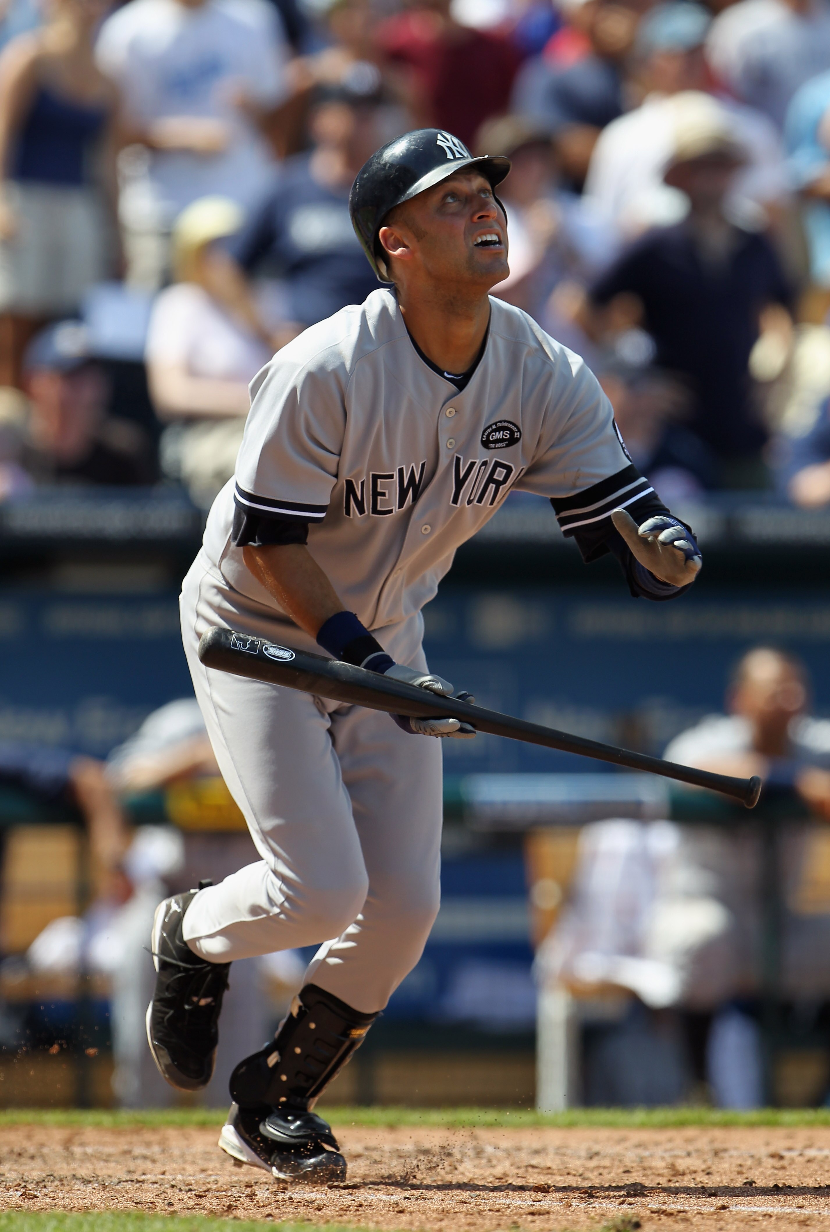 KANSAS CITY, MO - AUGUST 15:  Shortstop Derek Jeter #2 of the New York Yankees in action during the game against the Kansas City Royals on August 15, 2010 at Kauffman stadium in Kansas City, Missouri.  (Photo by Jamie Squire/Getty Images)