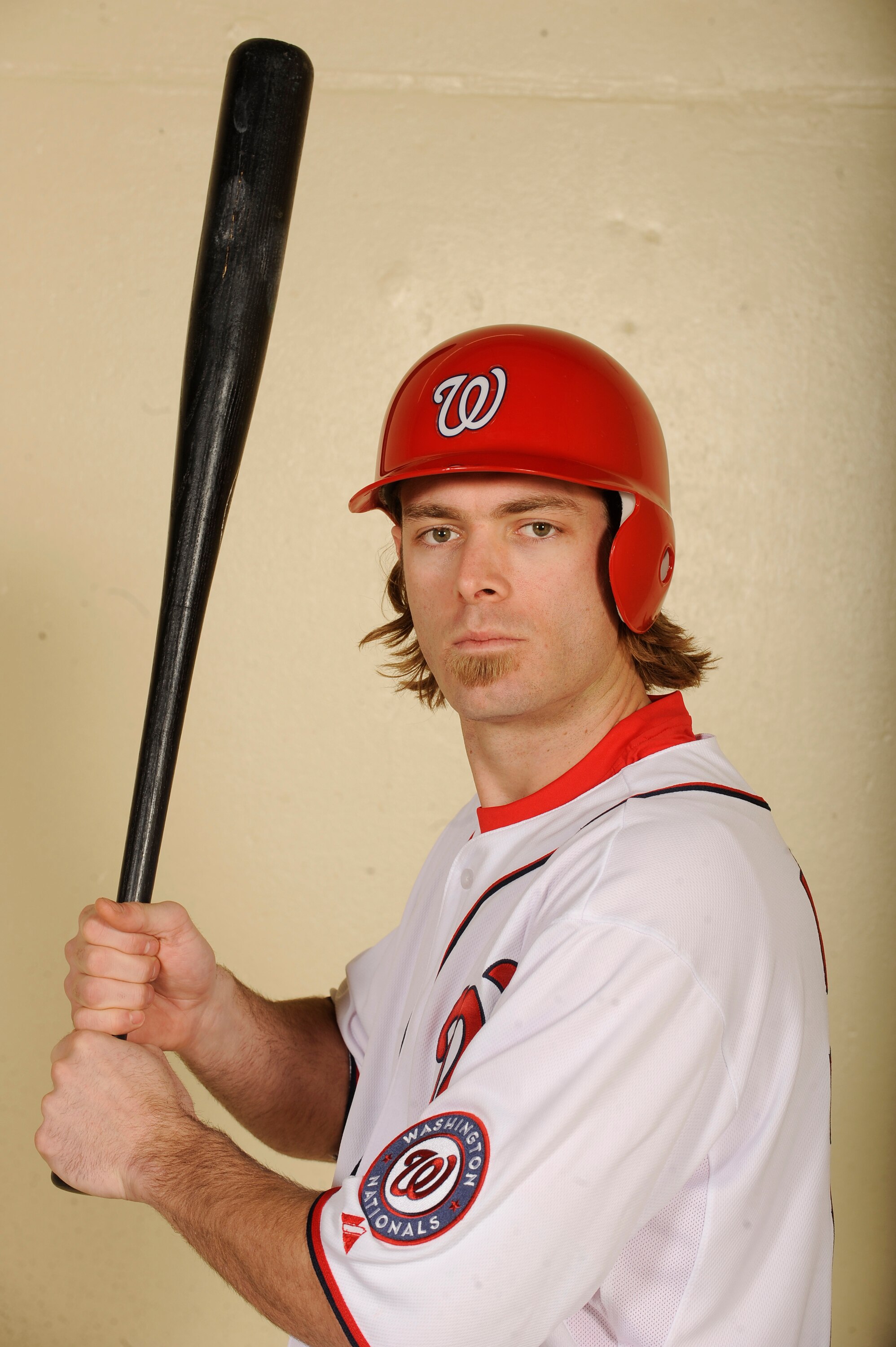 WASHINGTON, DC - DECEMBER 15:  Jayson Werth #28 of the Washington Nationals poses before being introduced to the media on December 15, 2010 at Nationals Park in Washington, DC.   (Photo by Mitchell Layton/Getty Images)