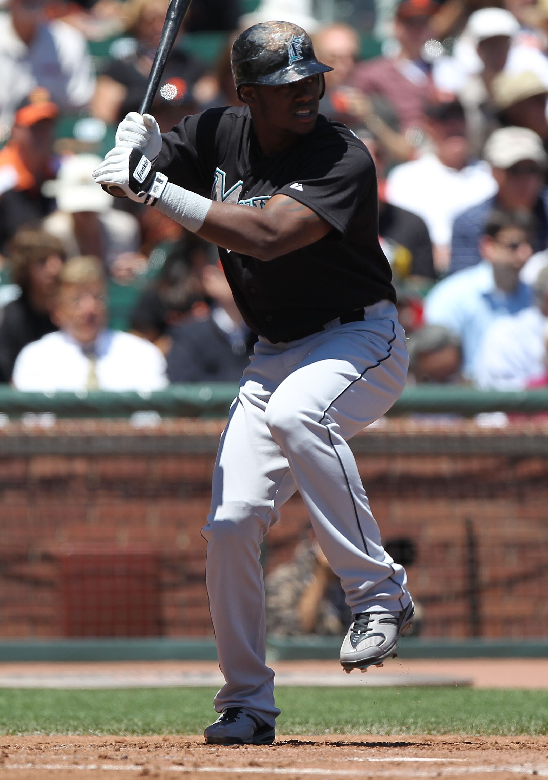 SAN FRANCISCO - JULY 29:  Hanley Ramirez #2 of the Florida Marlins bats against the San Francisco Giants during an MLB game at AT&T Park on July 29, 2010 in San Francisco, California.  (Photo by Jed Jacobsohn/Getty Images)