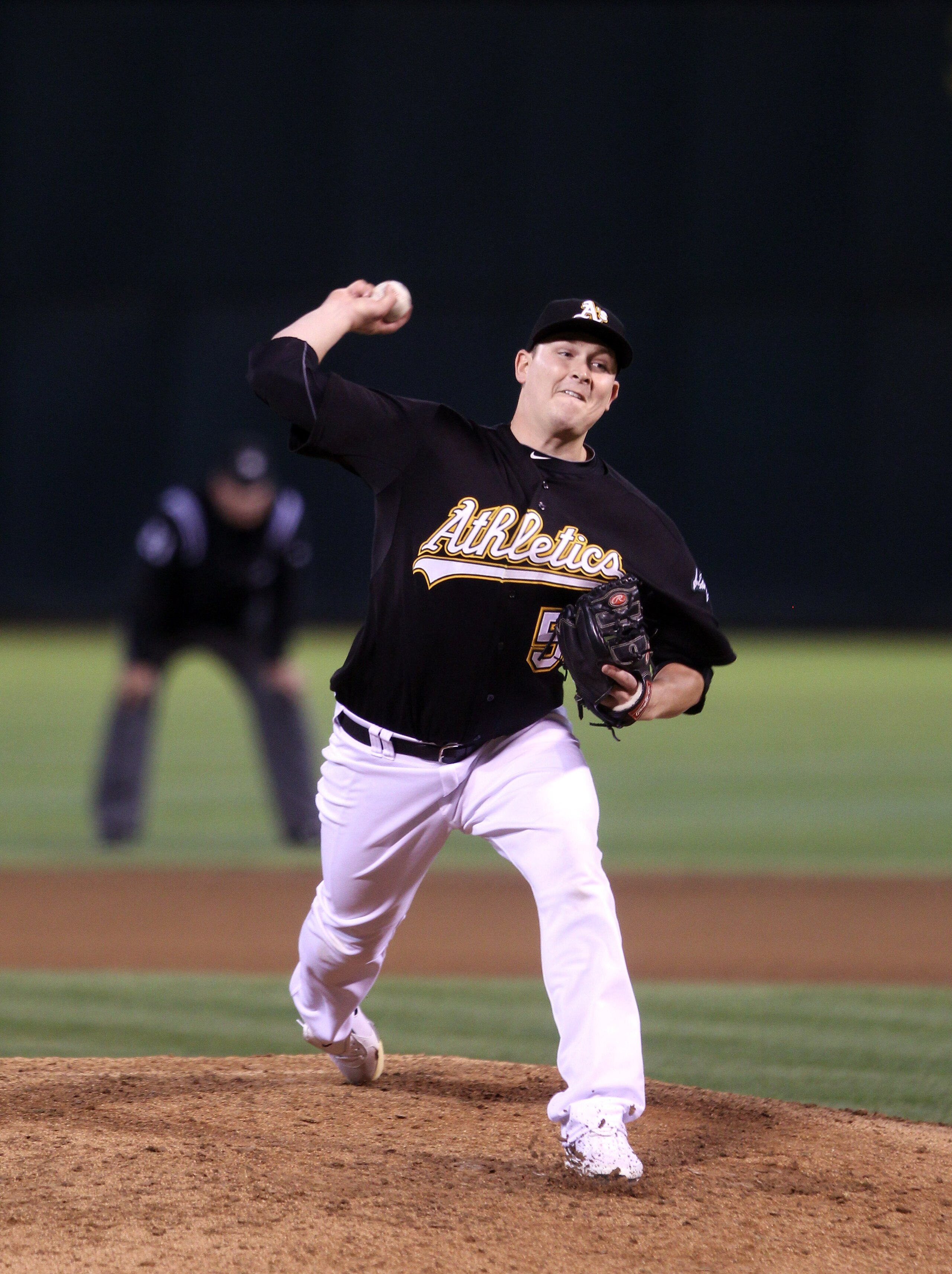 OAKLAND, CA - SEPTEMBER 10:  Trevor Cahill #53 of the Oakland Athletics pitches against the Boston Red Sox at the Oakland-Alameda County Coliseum on September 10, 2010 in Oakland, California.  (Photo by Ezra Shaw/Getty Images)
