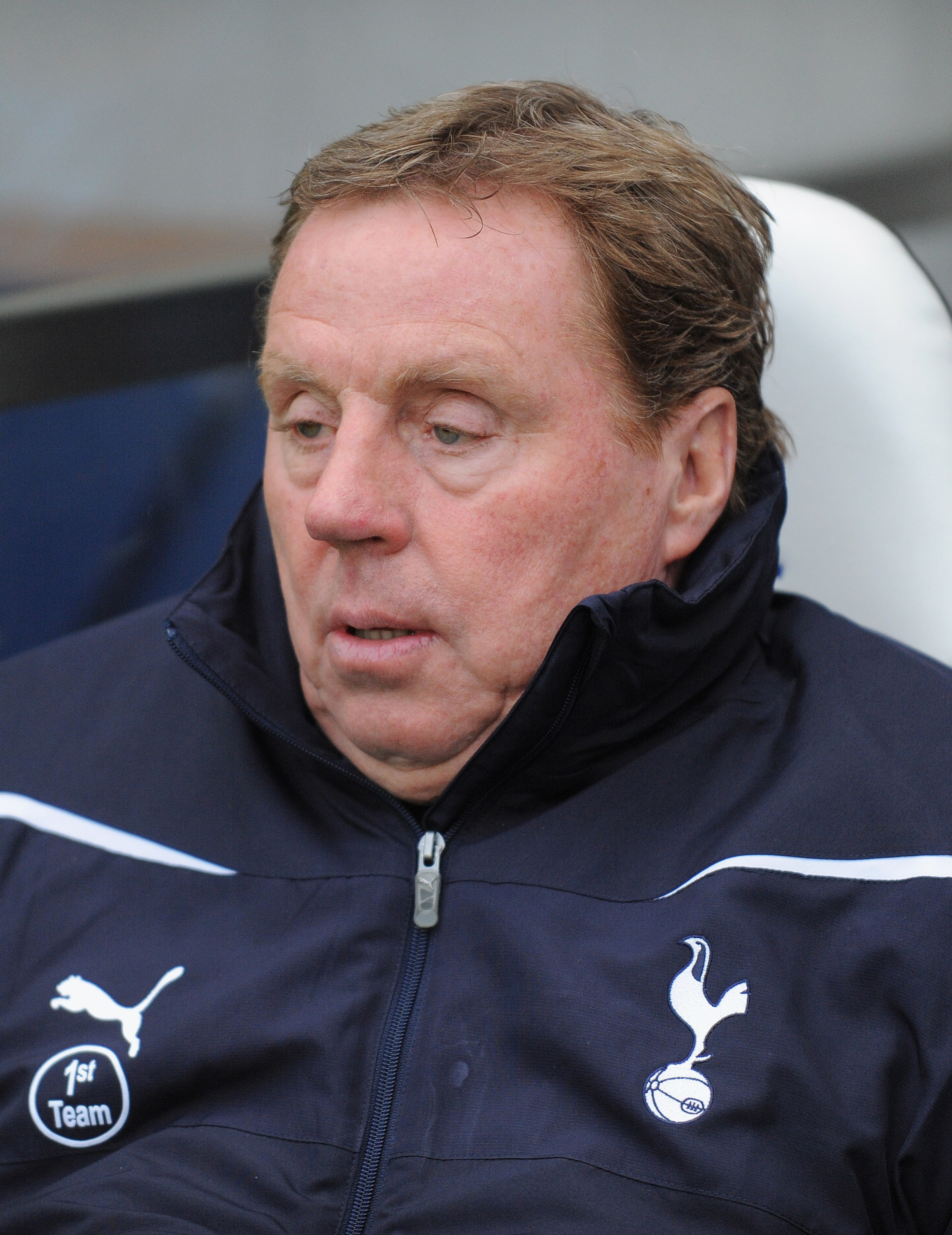 NEWCASTLE UPON TYNE, ENGLAND - JANUARY 22:   Spurs manager Harry Redknapp looks on before the Barclays Premier League match between Newcastle United and Tottenham Hotspur at St James' Park on January 22, 2011 in Newcastle upon Tyne, England.  (Photo by Mi