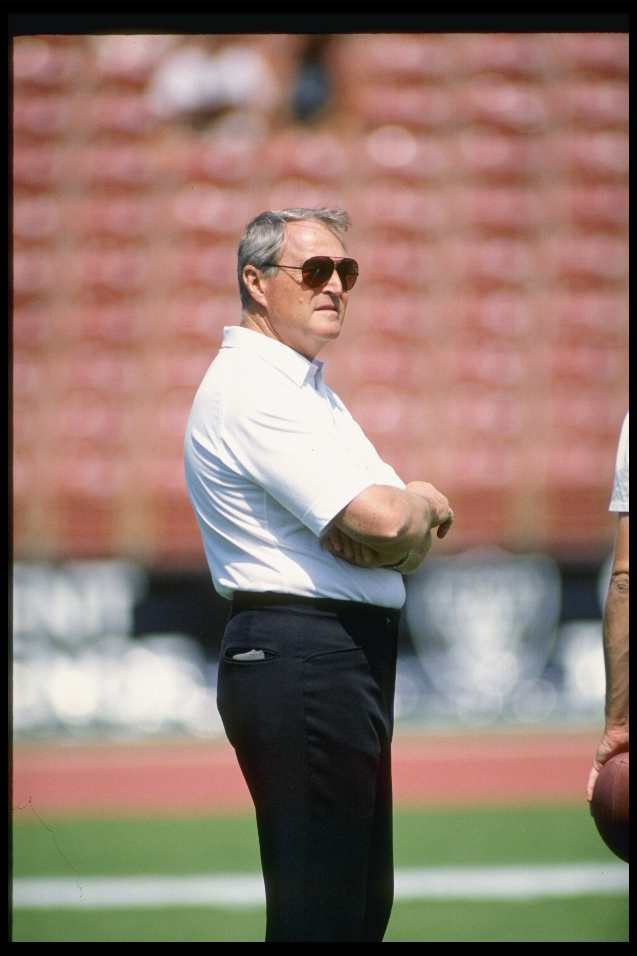 23 Sep 1990:  Pittsburgh Steelers head coach Chuck Noll looks on during a game against the Los Angeles Raiders at  the Los Angeles Memorial Coliseum in Los Angeles, California.  The Raiders won the game, 20-3. Mandatory Credit: Ken Levine  /Allsport