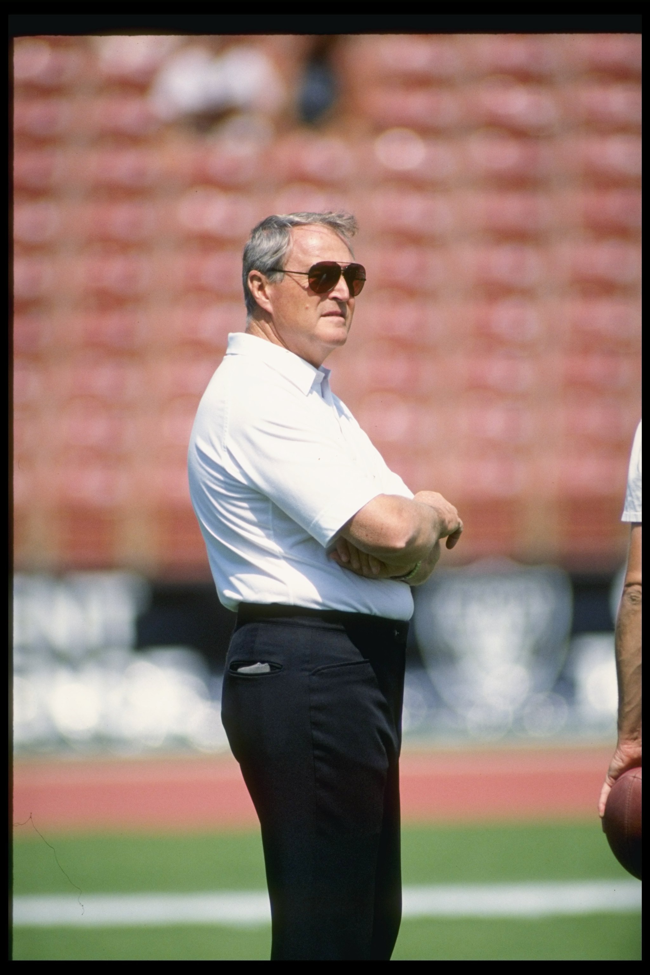 23 Sep 1990:  Pittsburgh Steelers head coach Chuck Noll looks on during a game against the Los Angeles Raiders at  the Los Angeles Memorial Coliseum in Los Angeles, California.  The Raiders won the game, 20-3. Mandatory Credit: Ken Levine  /Allsport