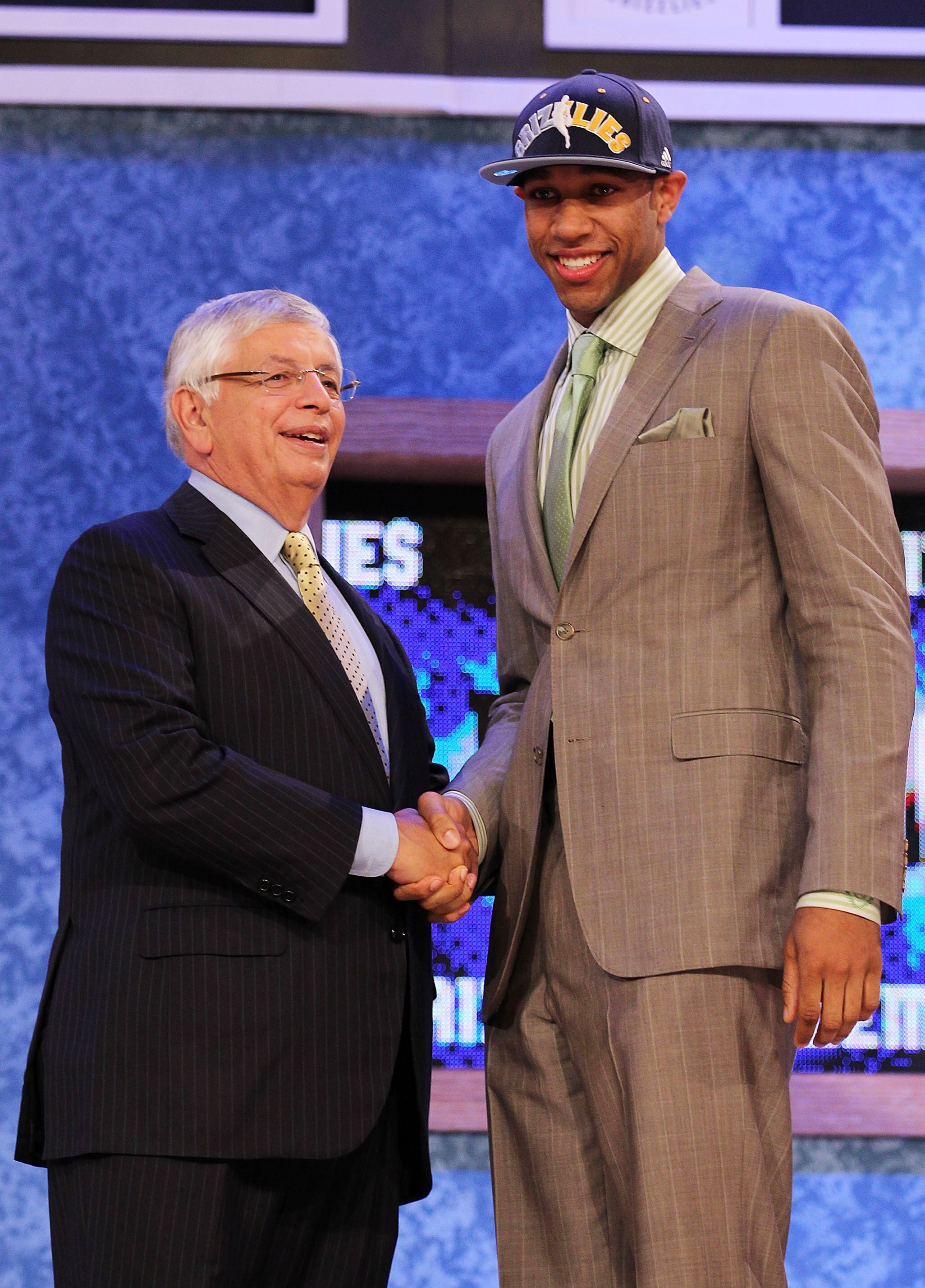 NEW YORK - JUNE 24:  Xavier Henry stands with NBA Commisioner David Stern after being drafted twelfth by  the Memphis Grizzlies at Madison Square Garden on June 24, 2010 in New York City.  NOTE TO USER: User expressly acknowledges and agrees that, by down