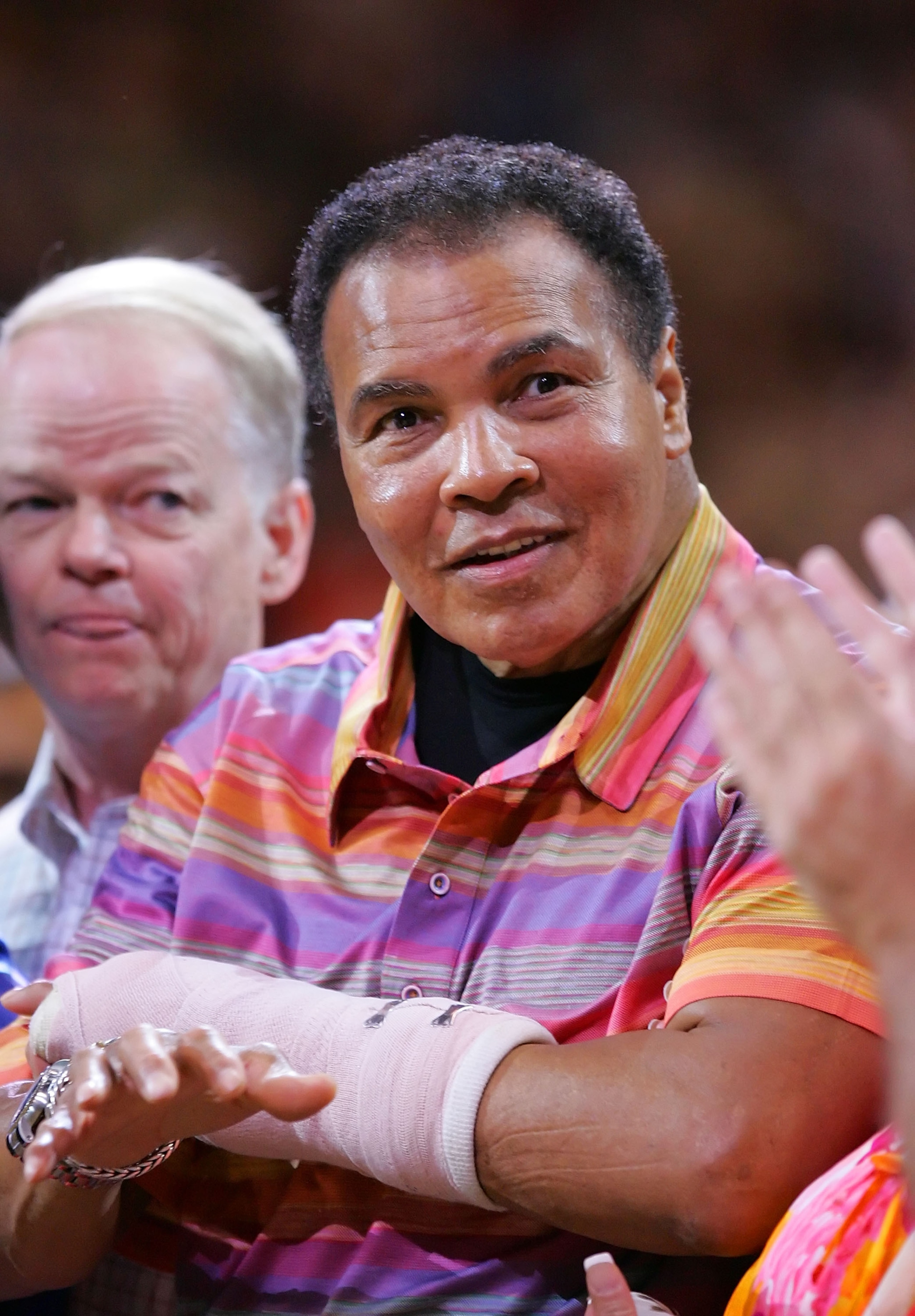 PHOENIX - MARCH 09: Muhammad Ali attends the game between Phoenix Suns and the San Antonio Spurs at US Airways Center March 9, 2008 in Phoenix, Arizona. NOTE TO USER: User expressly acknowledges and agrees that, by downloading and or using this Photogra PHOENIX - MARCH 09: Muhammad Ali attends the game between Phoenix Suns and the San Antonio Spurs at US Airways Center March 9, 2008 in Phoenix, Arizona. NOTE TO USER: User expressly acknowledges and agrees that, by downloading and or using this Photogra