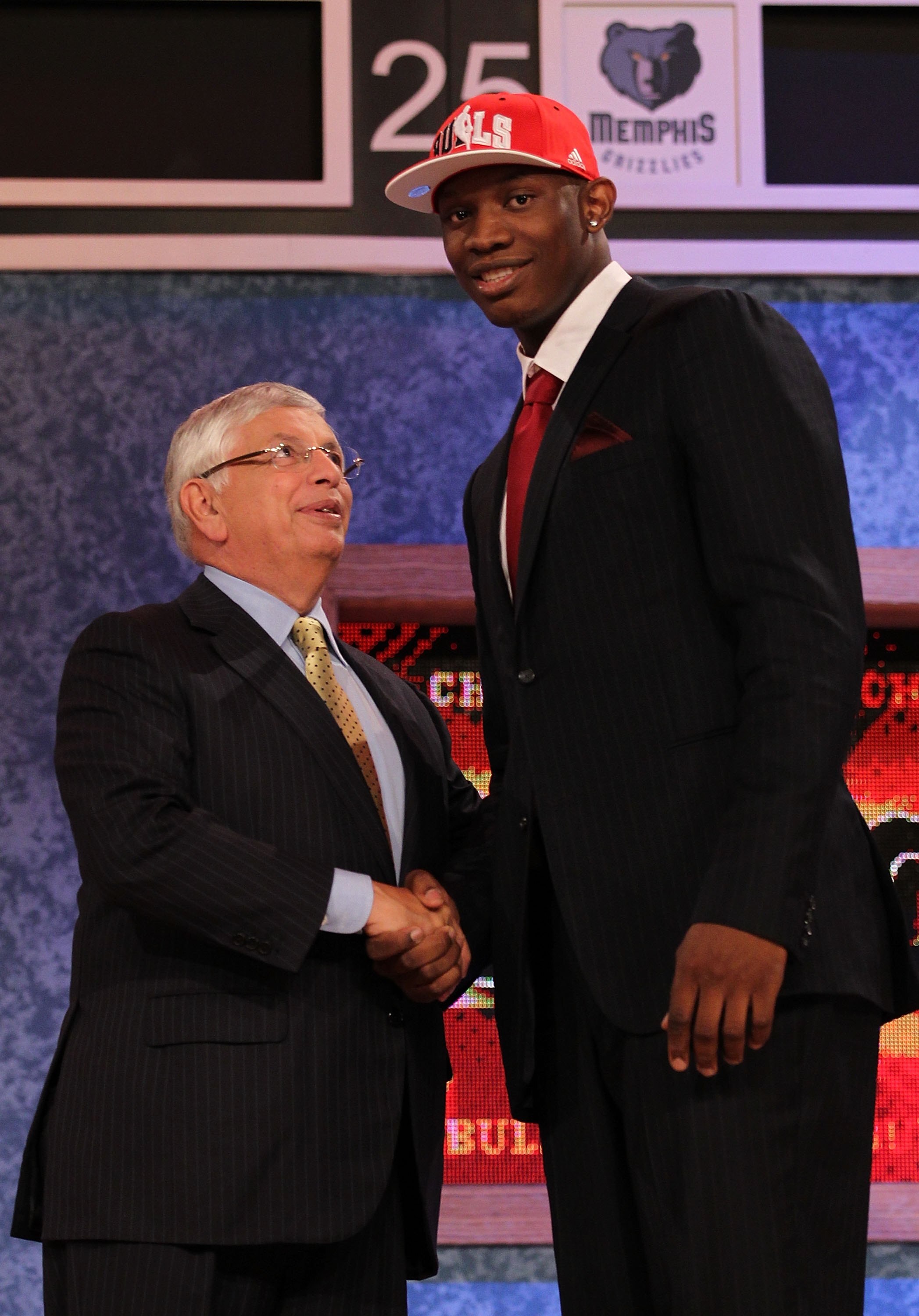 NEW YORK - JUNE 24:  Kevin Seraphin stands with NBA Commisioner David Stern after being drafted seventeenth by  The Chicago Bulls at Madison Square Garden on June 24, 2010 in New York, New York.  (Photo by Al Bello/Getty Images)