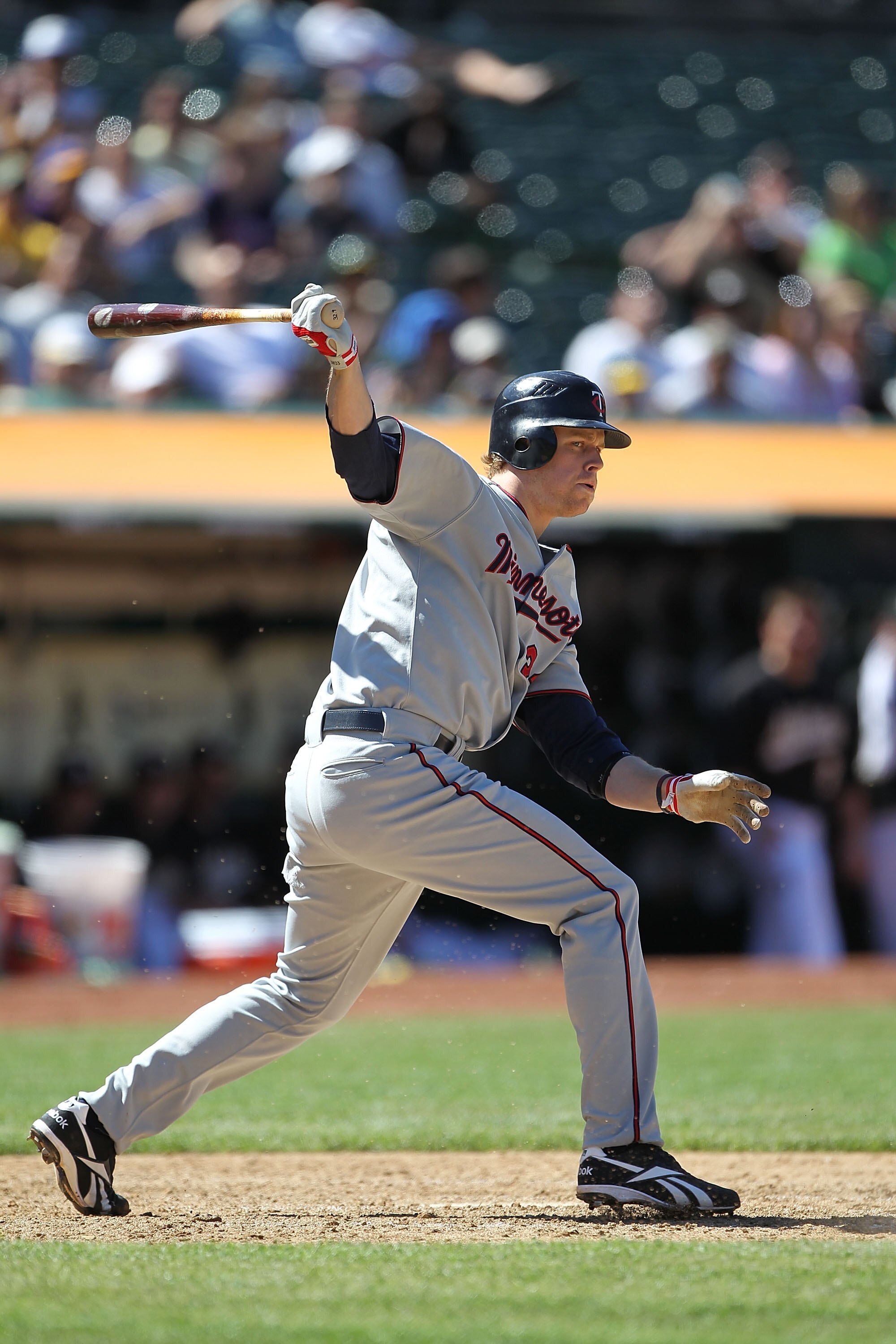 OAKLAND, CA - JUNE 06:  Justin Morneau #33 of the Minnesota Twins bats against the Oakland Athletics during an MLB game at the Oakland-Alameda County Coliseum on June 6, 2010 in Oakland, California.  (Photo by Jed Jacobsohn/Getty Images)