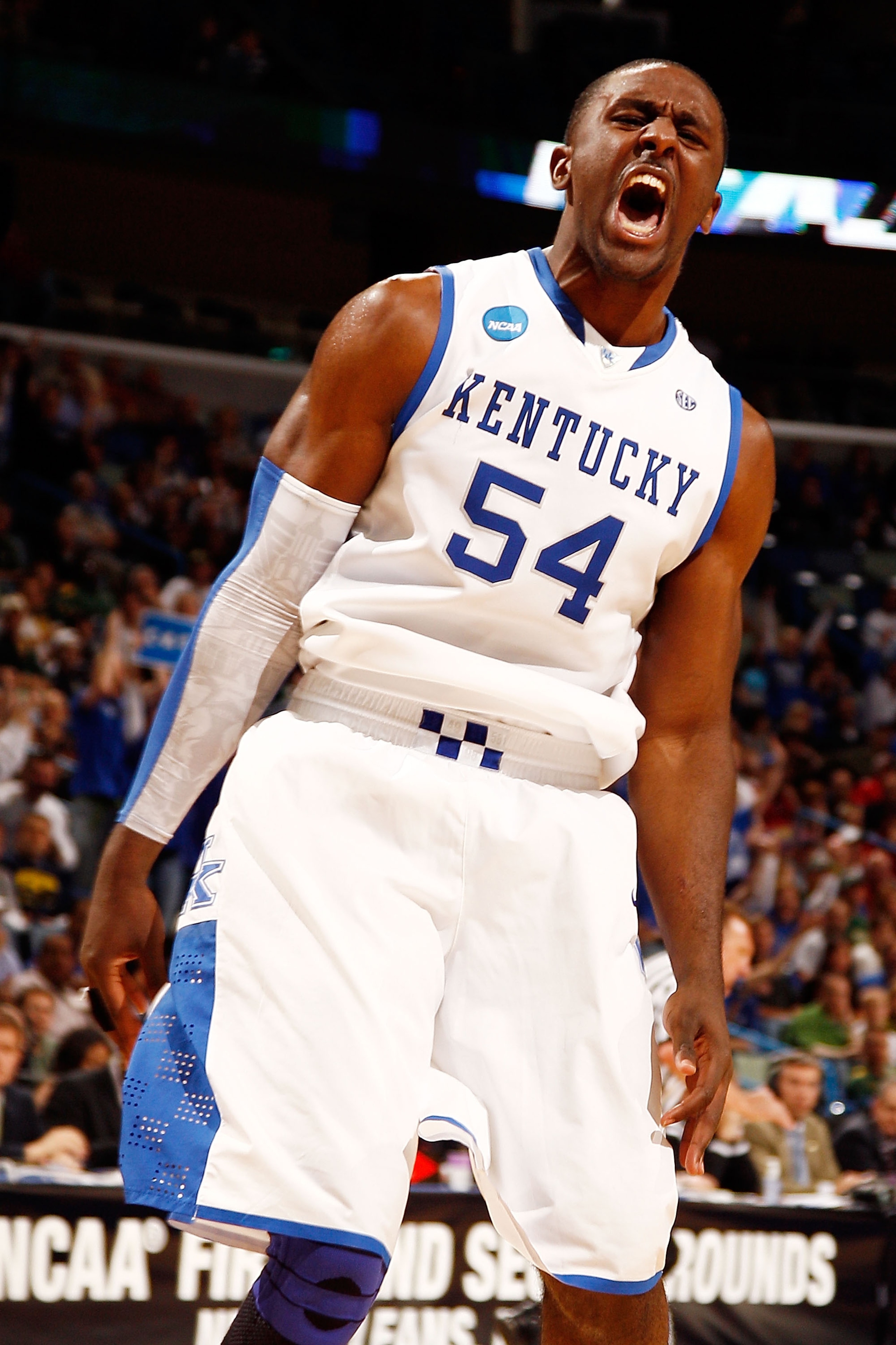 NEW ORLEANS - MARCH 20:  Patrick Patterson #54 of the Kentucky Wildcats react after a foul against the Wake Forest Demon Deacons during the second round of the 2010 NCAA men's basketball tournament at the New Orleans Arena on March 20, 2010 in New Orleans