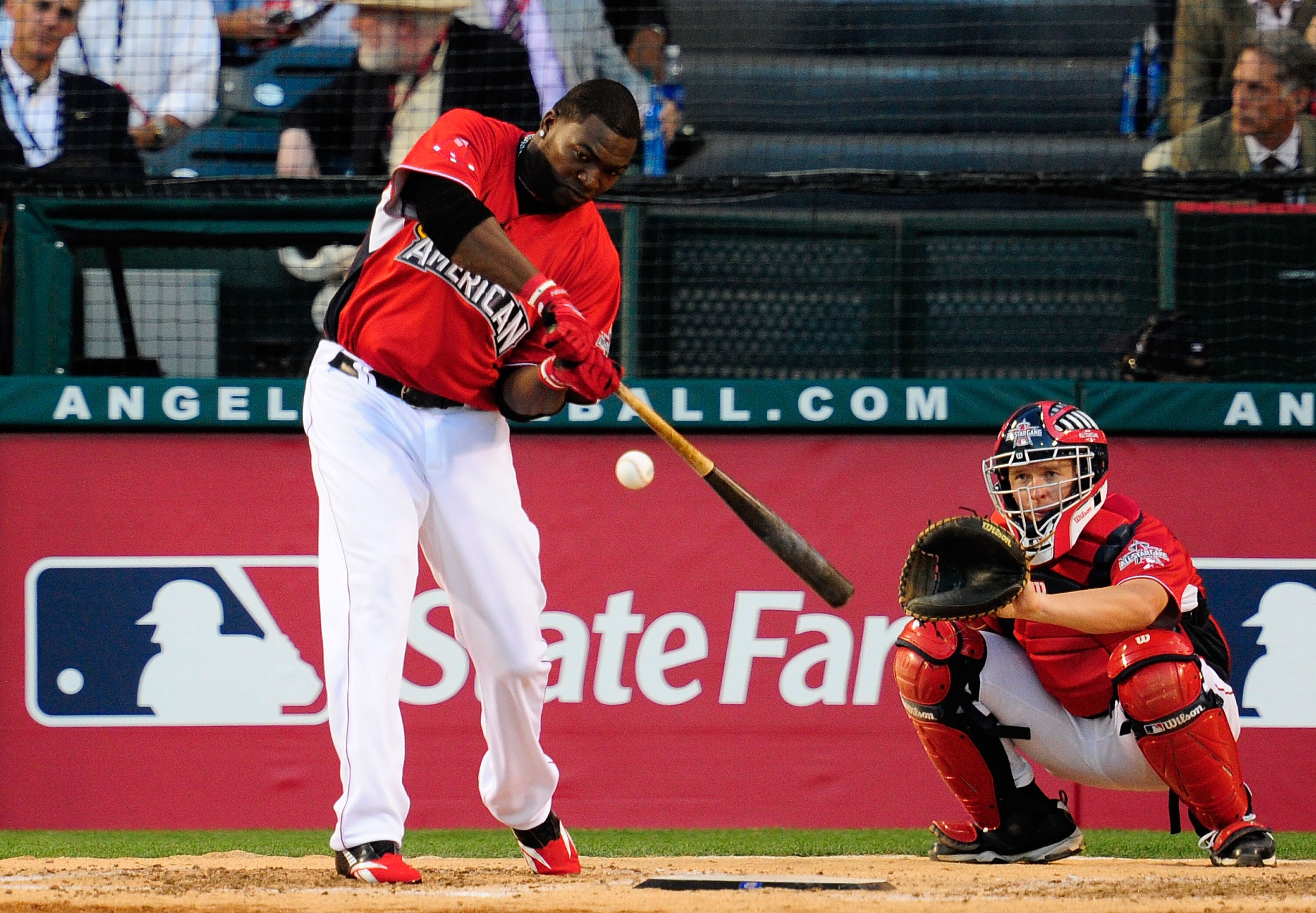 ANAHEIM, CA - JULY 12:  American League All-Star David Ortiz #34 of the Boston Red Sox at bat during the fianl round of the 2010 State Farm Home Run Derby during All-Star Weekend at Angel Stadium of Anaheim on July 12, 2010 in Anaheim, California.  (Photo