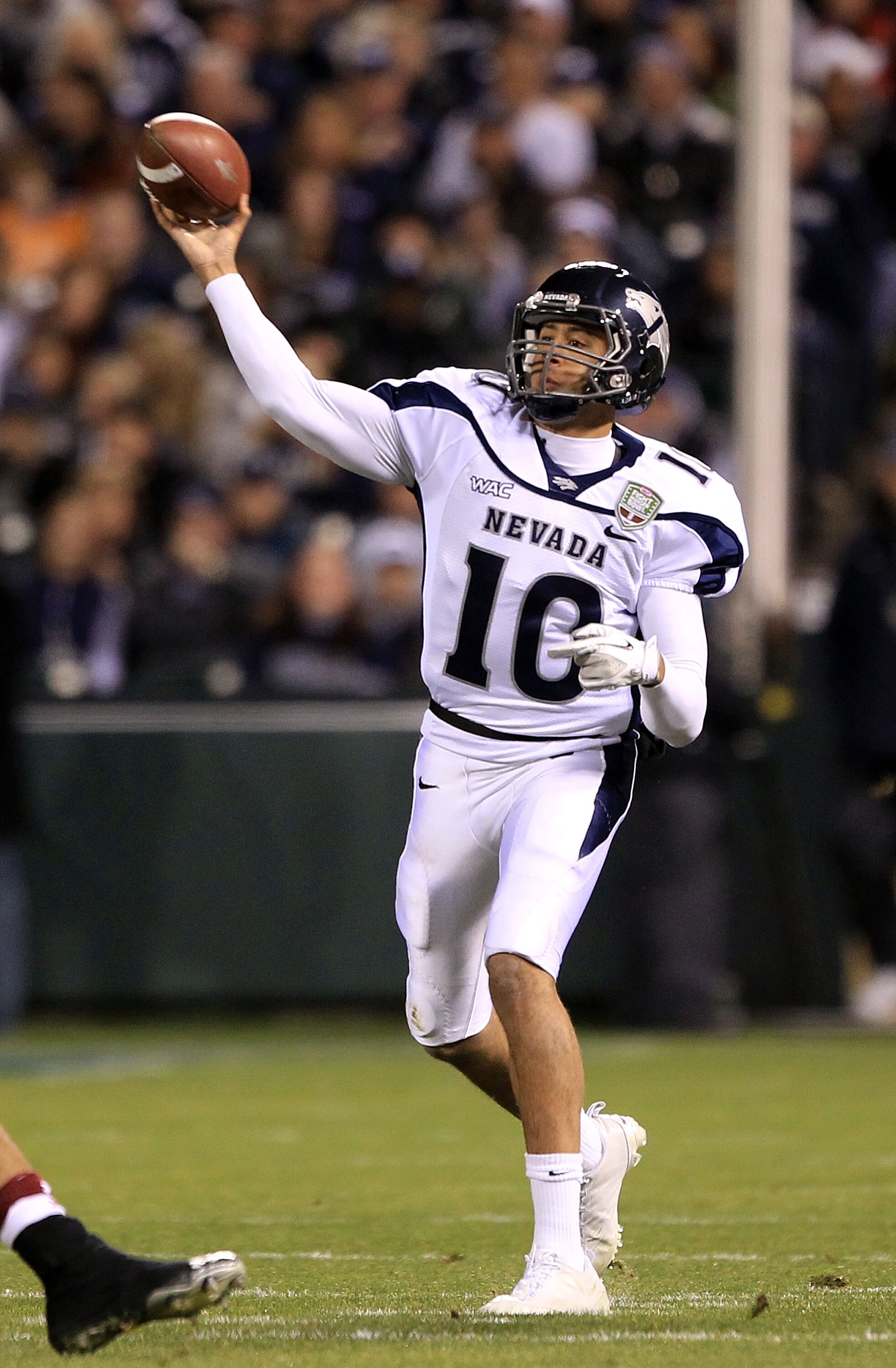 SAN FRANCISCO, CA - JANUARY 09:  Colin Kaepernick #10 of the Nevada Wolf Pack throws the ball against Boston College during the Kraft Fight Hunger Bowl at AT&T Park on January 9, 2011 in San Francisco, California.  (Photo by Ezra Shaw/Getty Images)