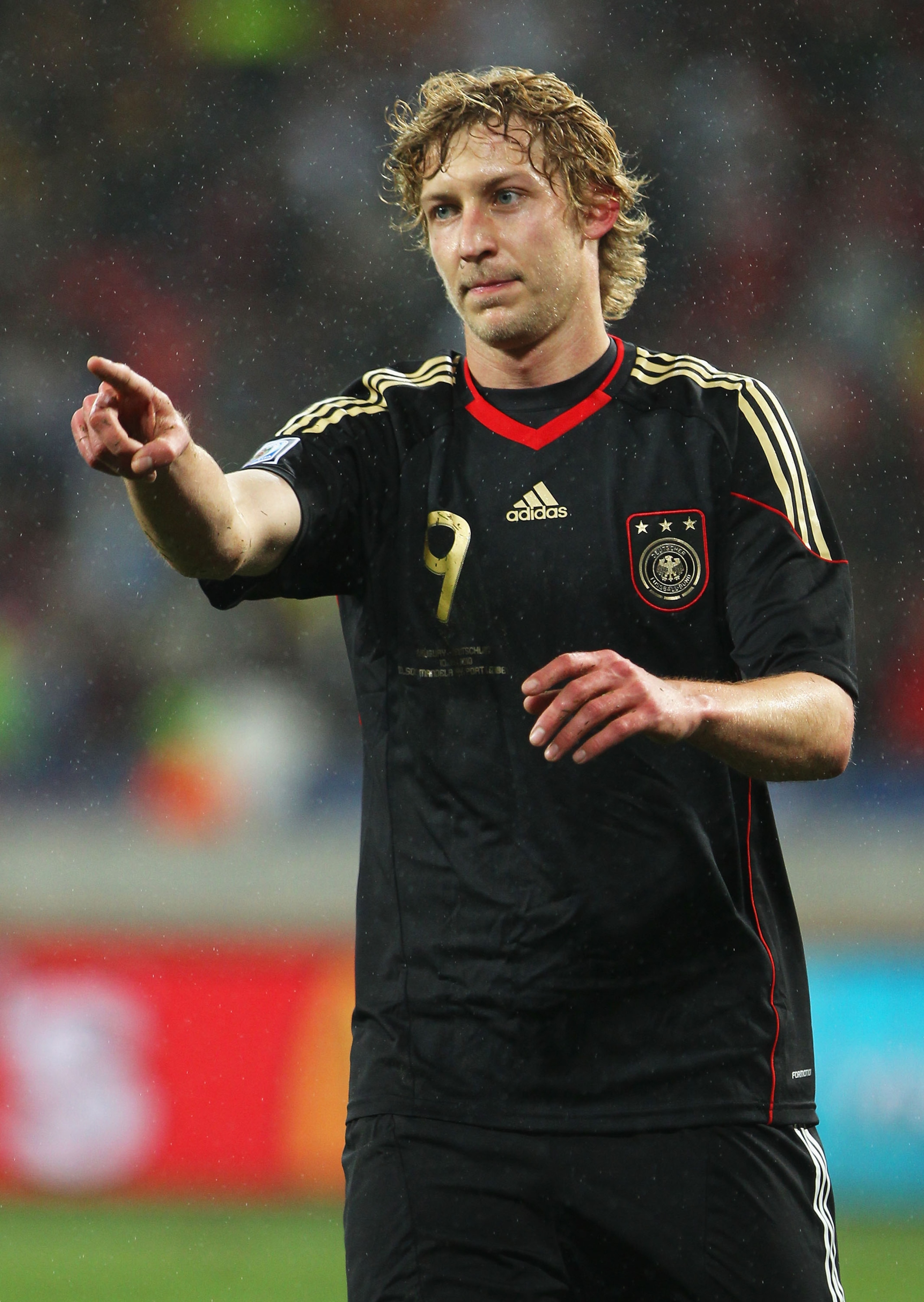 PORT ELIZABETH, SOUTH AFRICA - JULY 10: Stefan Kiessling of Germany gestures during the 2010 FIFA World Cup South Africa Third Place Play-off match between Uruguay and Germany at The Nelson Mandela Bay Stadium on July 10, 2010 in Port Elizabeth, South Af PORT ELIZABETH, SOUTH AFRICA - JULY 10: Stefan Kiessling of Germany gestures during the 2010 FIFA World Cup South Africa Third Place Play-off match between Uruguay and Germany at The Nelson Mandela Bay Stadium on July 10, 2010 in Port Elizabeth, South Af