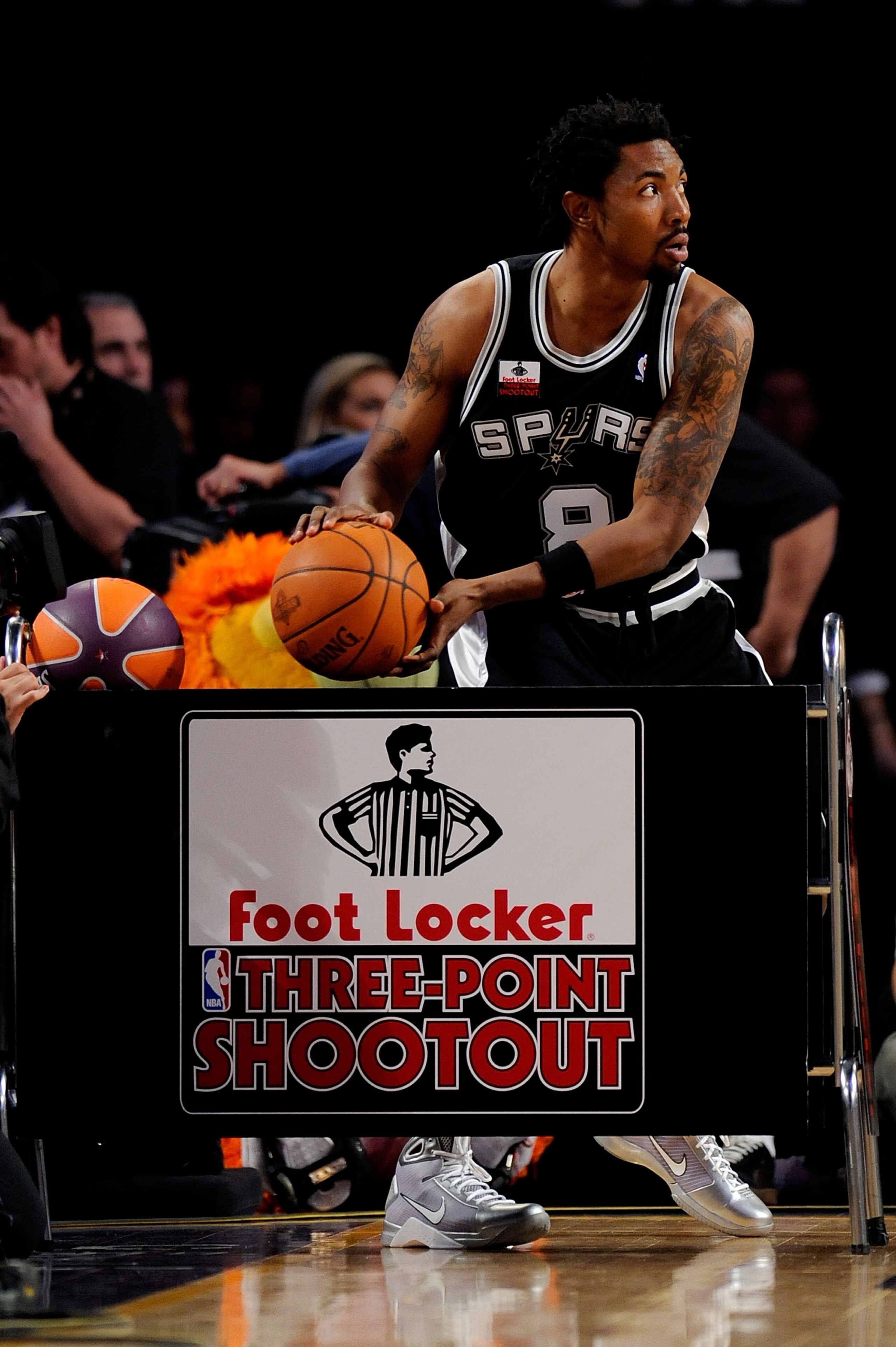 PHOENIX - FEBRUARY 14:  Roger Mason of the San Antonio Spurs participates in the Foot Locker Three-Point Shootout on All-Star Saturday Night, part of 2009 NBA All-Star Weekend at US Airways Center on February 14, 2009 in Phoenix, Arizona.  NOTE TO USER: U
