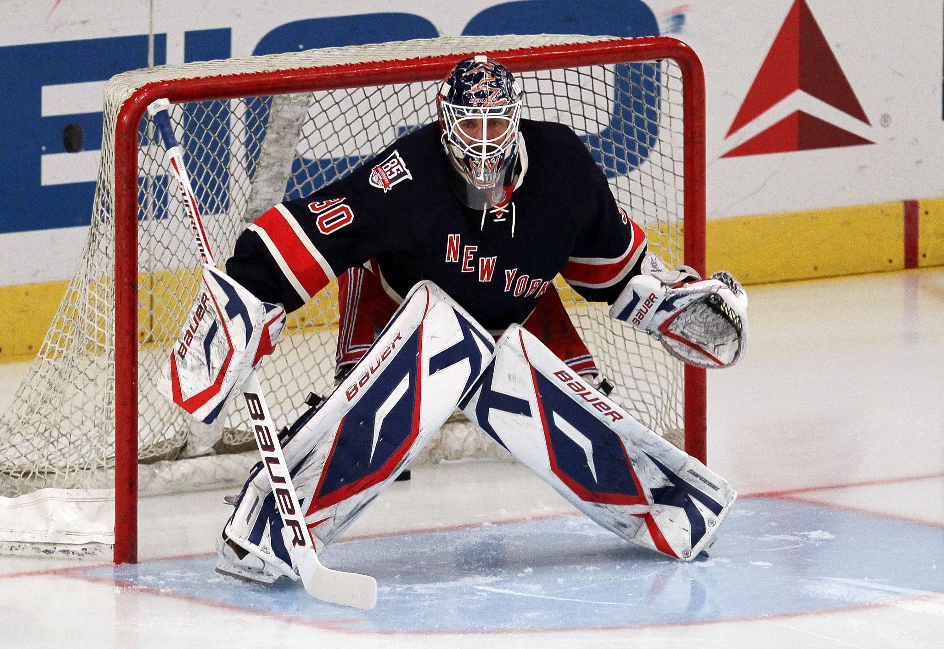 NEW YORK, NY - JANUARY 11:  Henrik Lundqvist #30 of the New York Rangers warms up before playing against the Montreal Canadiens on January 11, 2011 at Madison Square Garden in New York City.  (Photo by Jim McIsaac/Getty Images)