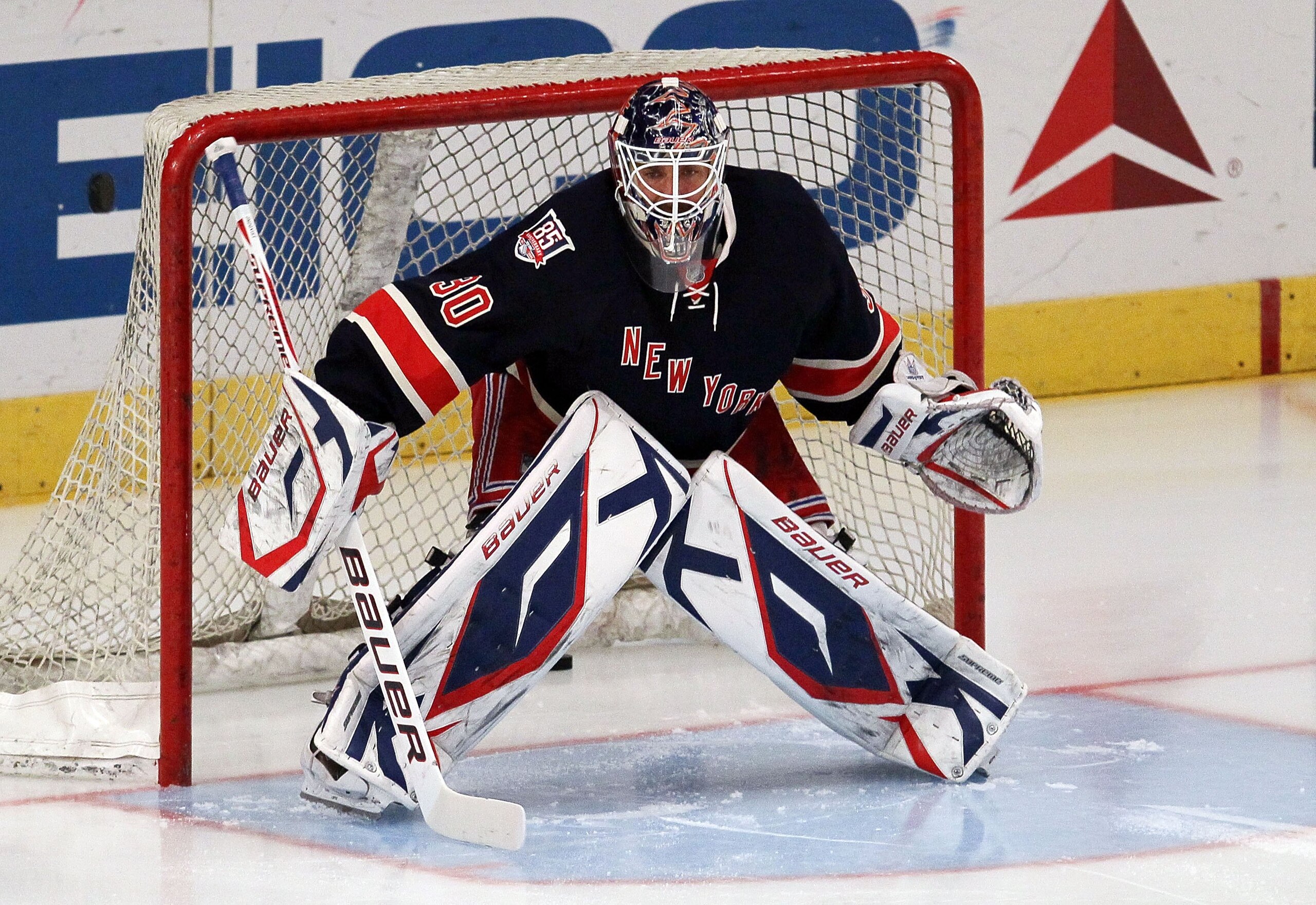 NEW YORK, NY - JANUARY 11:  Henrik Lundqvist #30 of the New York Rangers warms up before playing against the Montreal Canadiens on January 11, 2011 at Madison Square Garden in New York City.  (Photo by Jim McIsaac/Getty Images)
